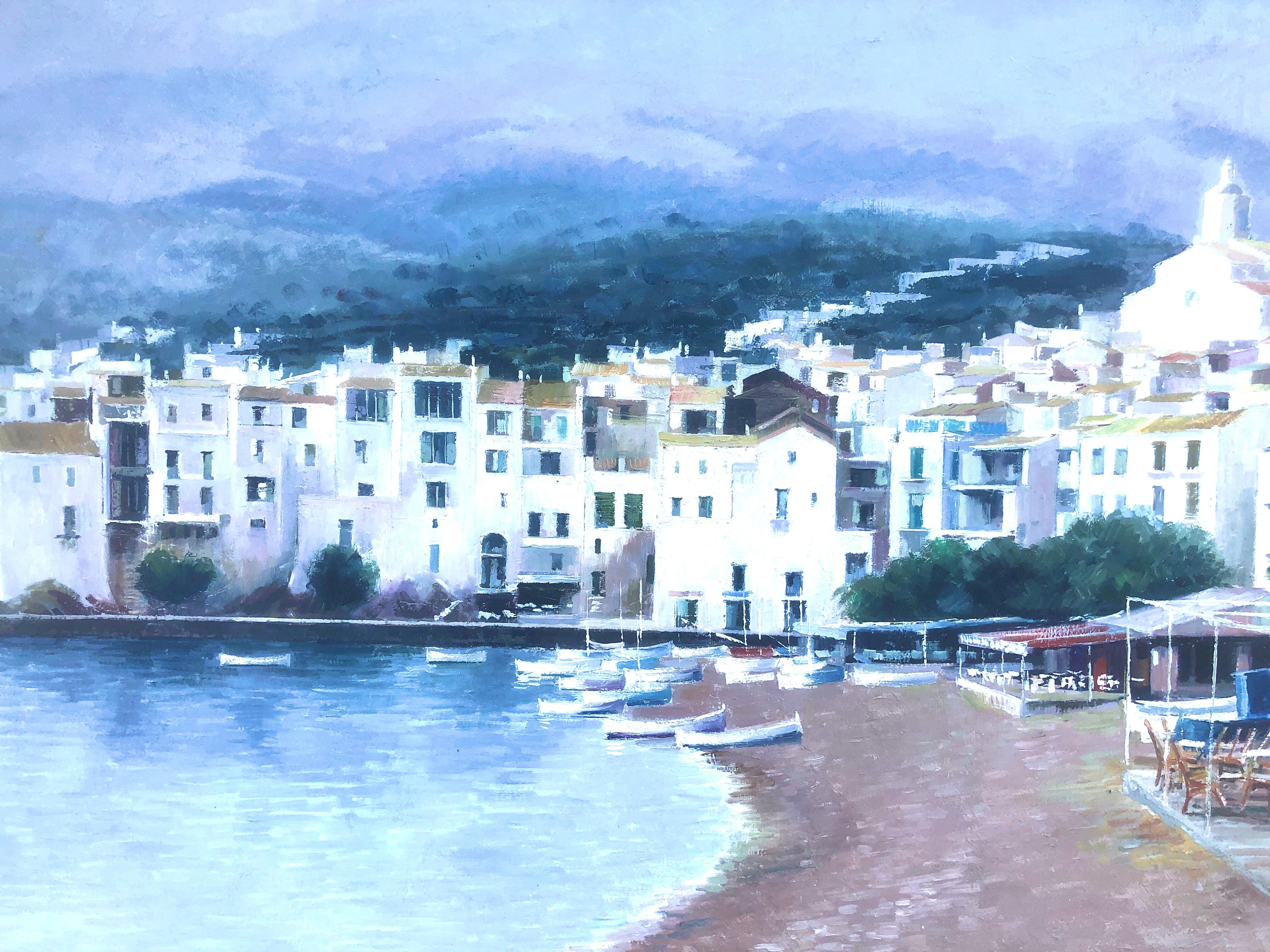 Cadaques Spain oil on canvas painting spanish mediterranean seascape For Sale 3