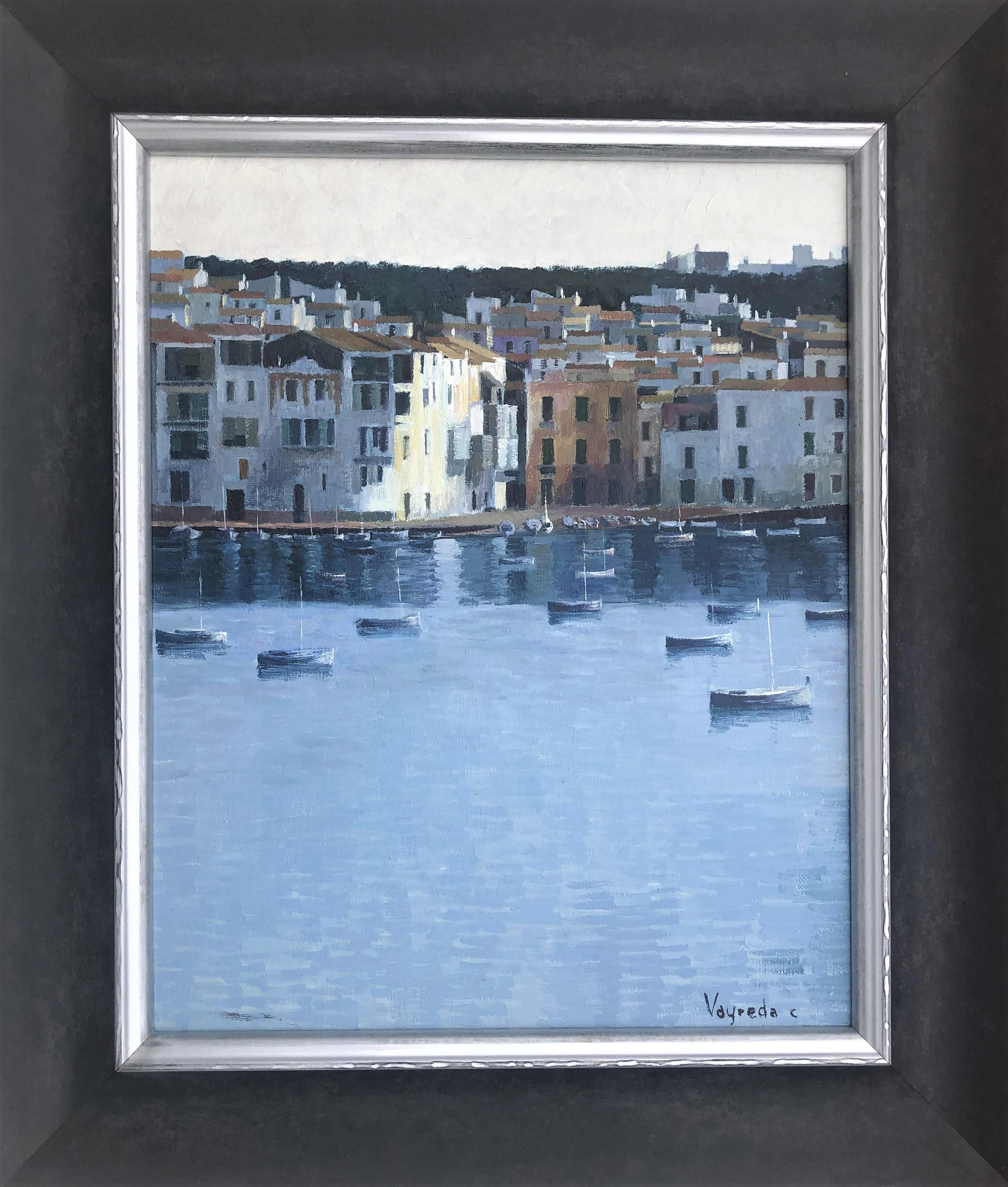 Cadaques view Spain seascape oil on canvas painting - Painting by Josep Maria Vayreda Canadell