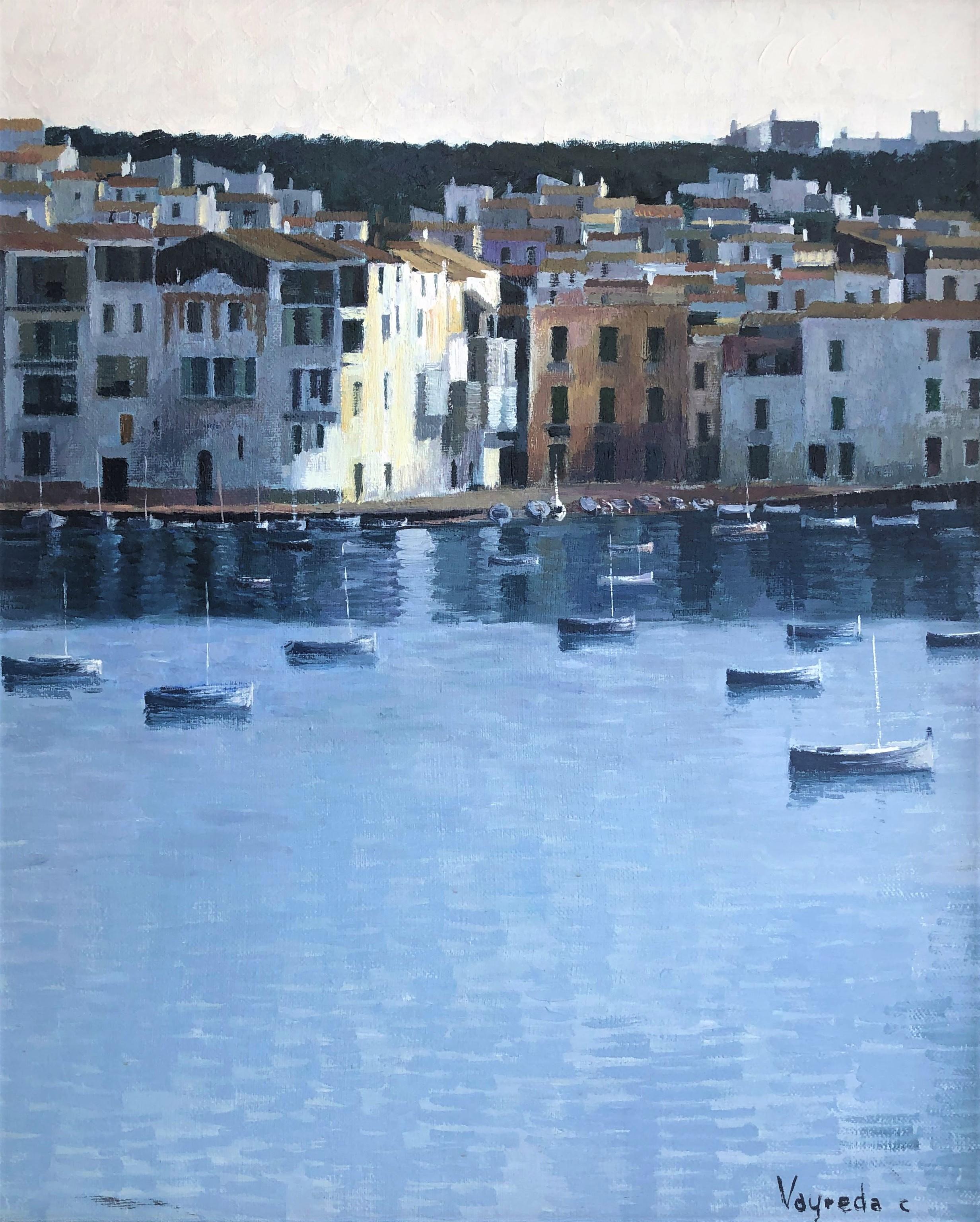 Landscape Painting Josep Maria Vayreda Canadell - Vue de Cadaques Espagne paysage marin huile sur toile peinture