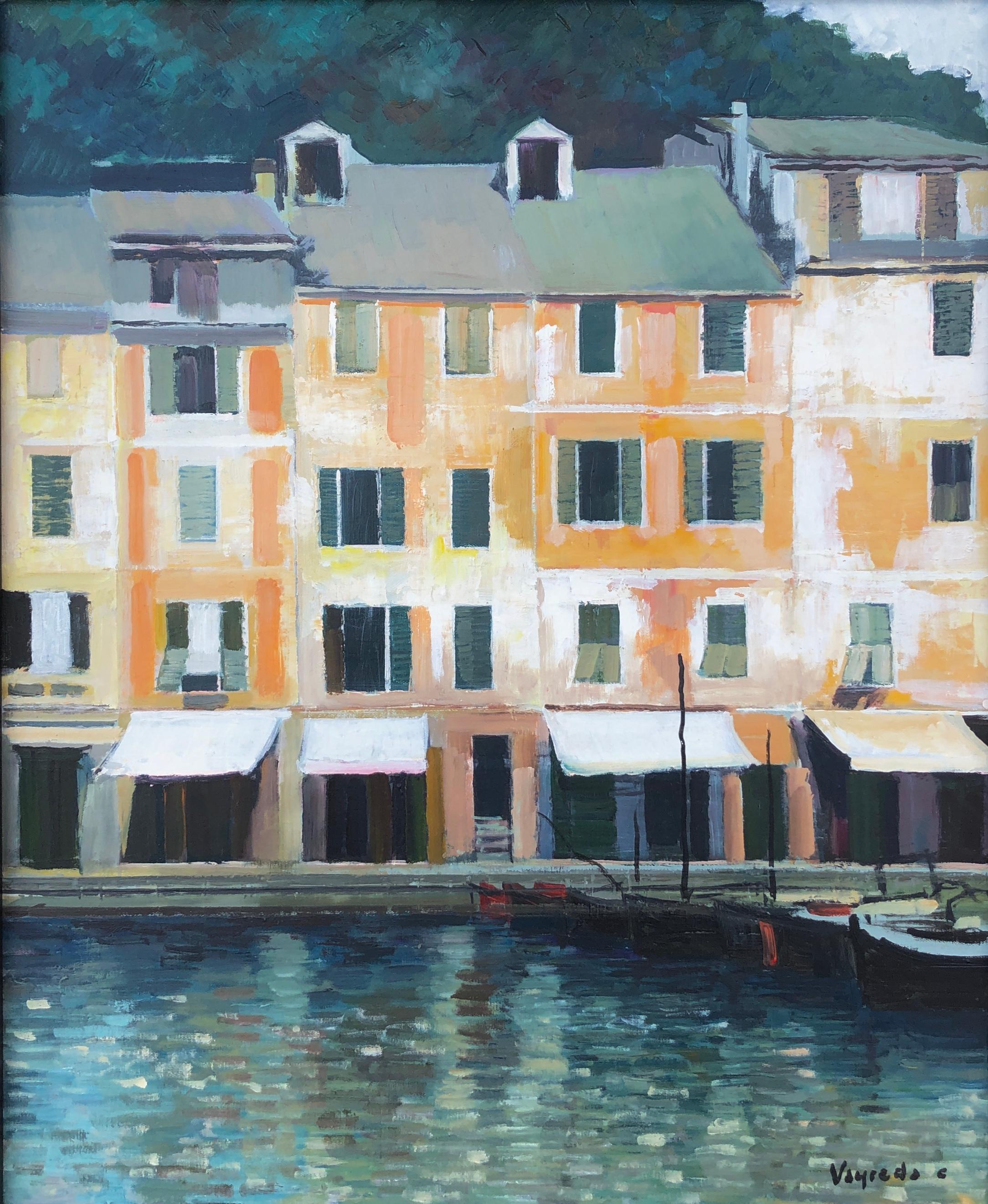 Landscape Painting Josep Maria Vayreda Canadell - Honfleur France huile sur toile peinture paysage marin paysage urbain