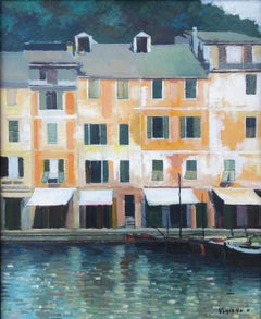 Honfleur France oil on canvas painting french seascape urbanscape