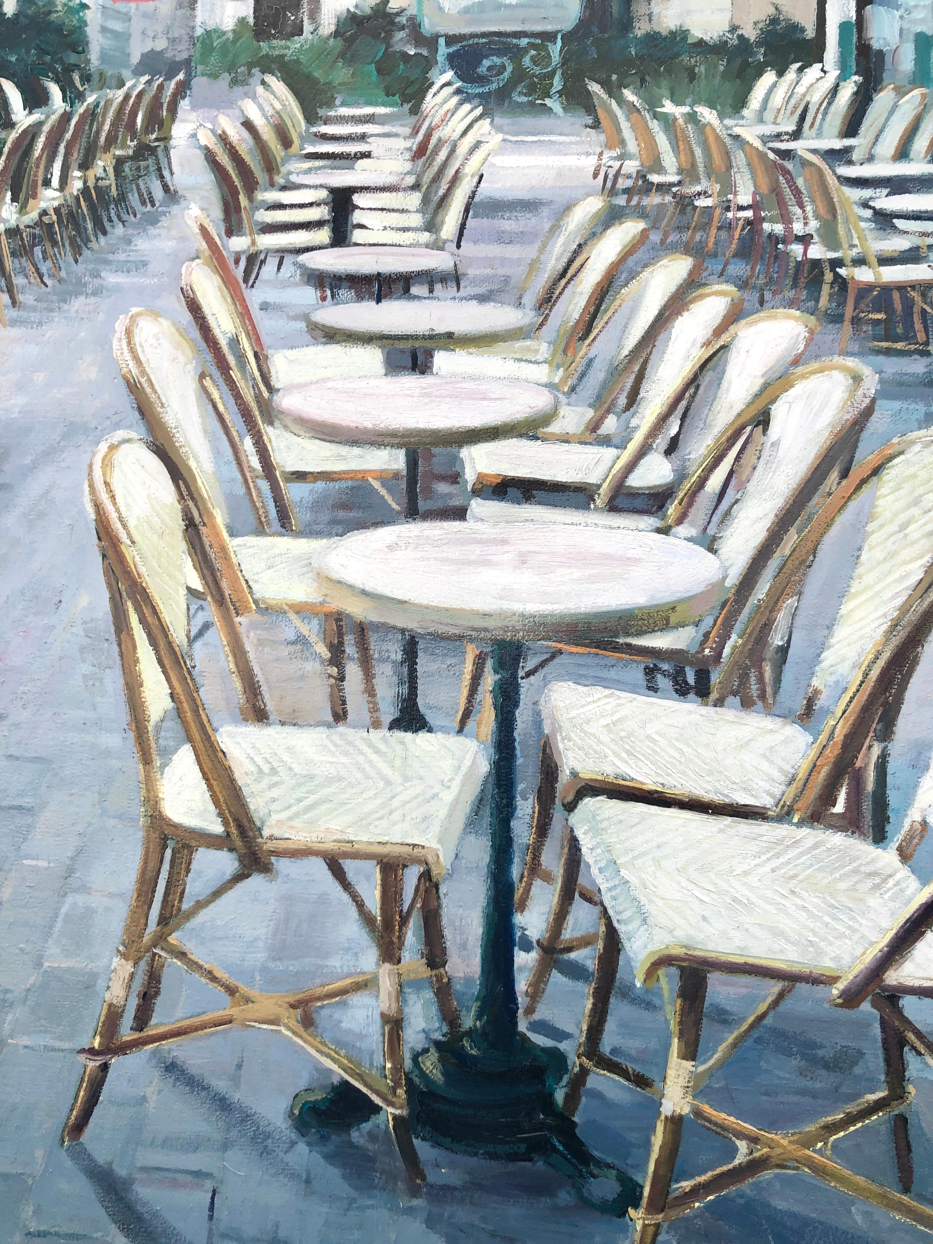 Paris France oil on canvas painting urbanscape european art For Sale 2