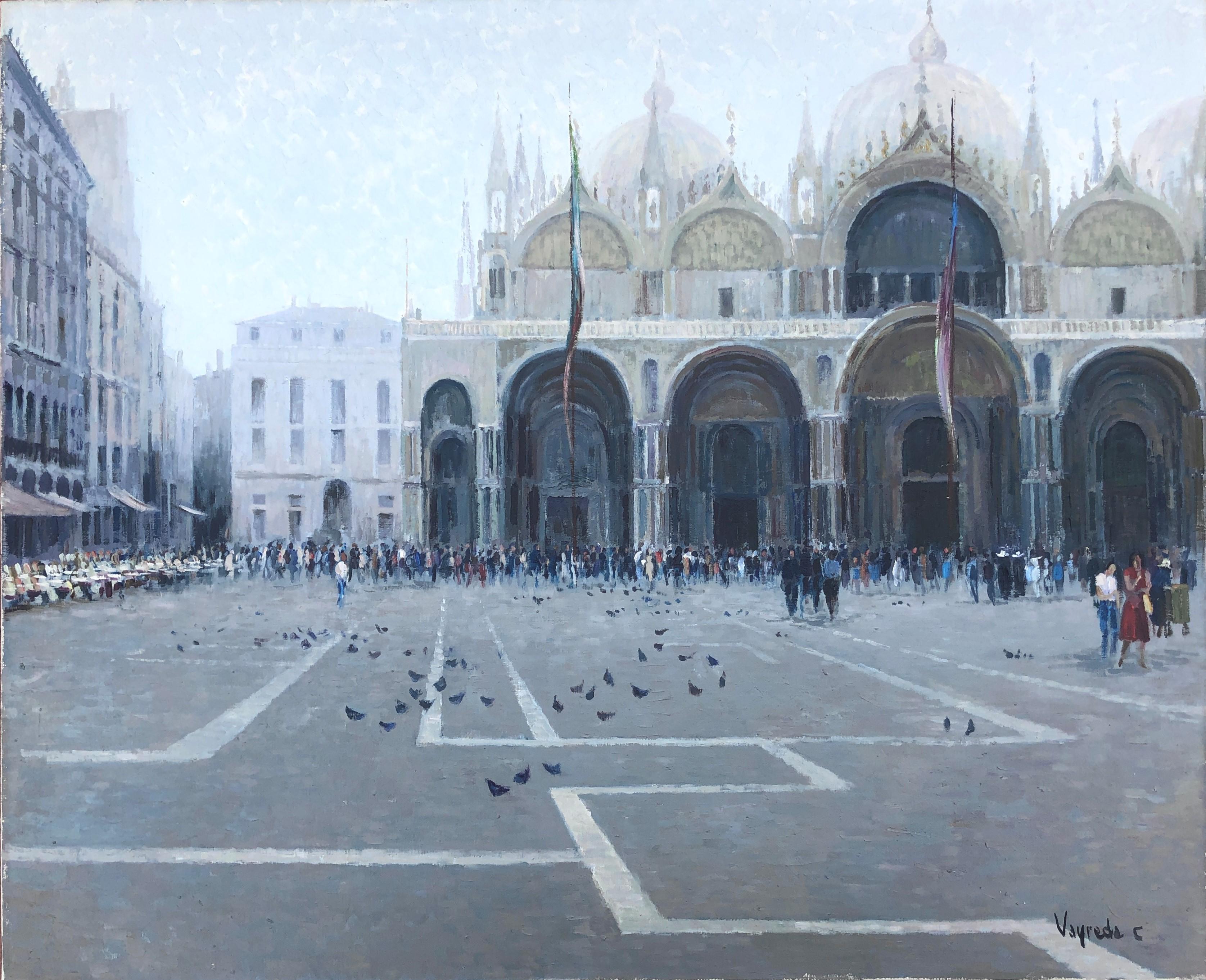 Josep Maria Vayreda Canadell Landscape Painting - Piazza San Marco Venezia Italy oil on canvas painting