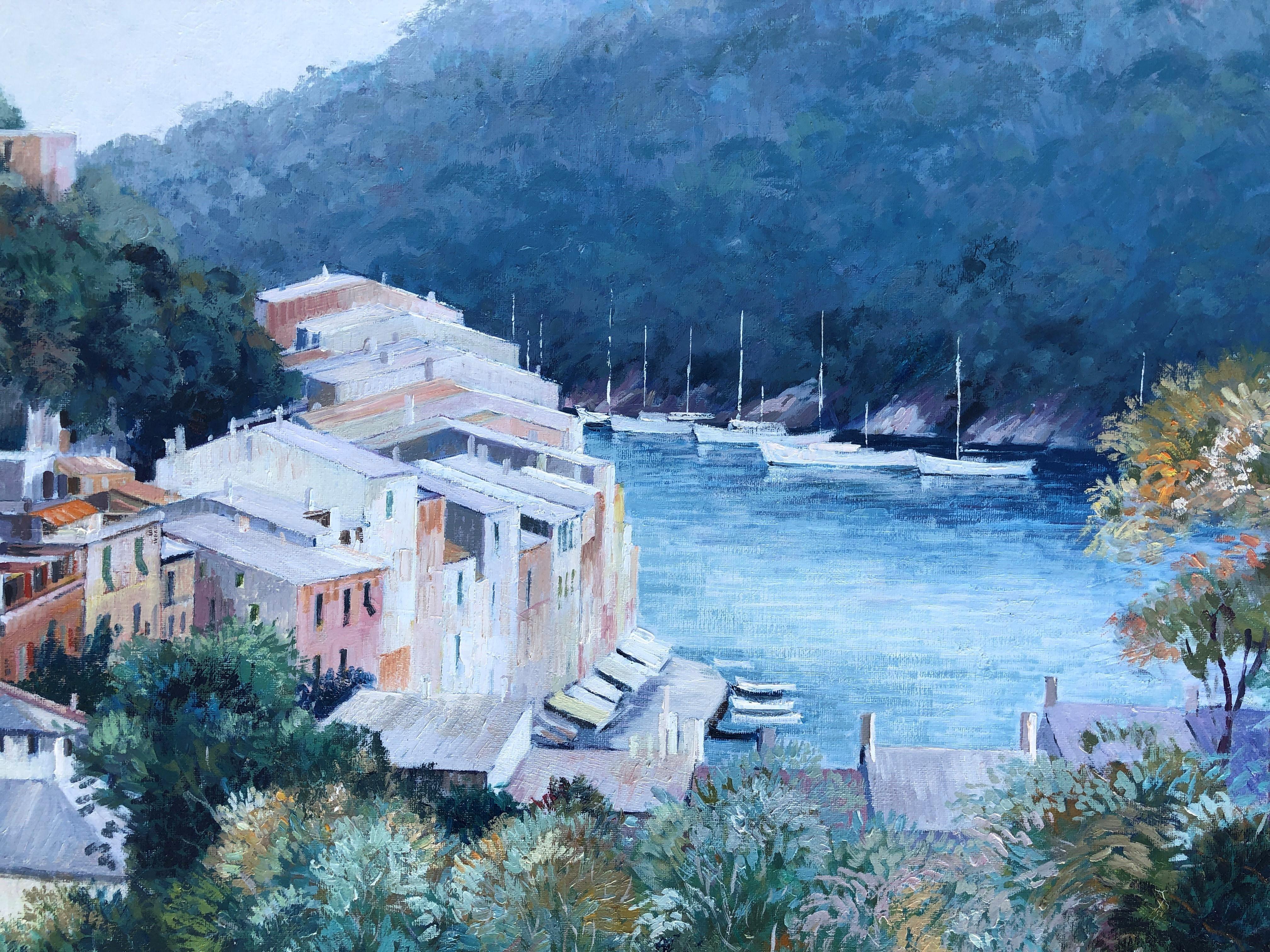 Porto Fino seascape Italy original oil on canvas painting 1