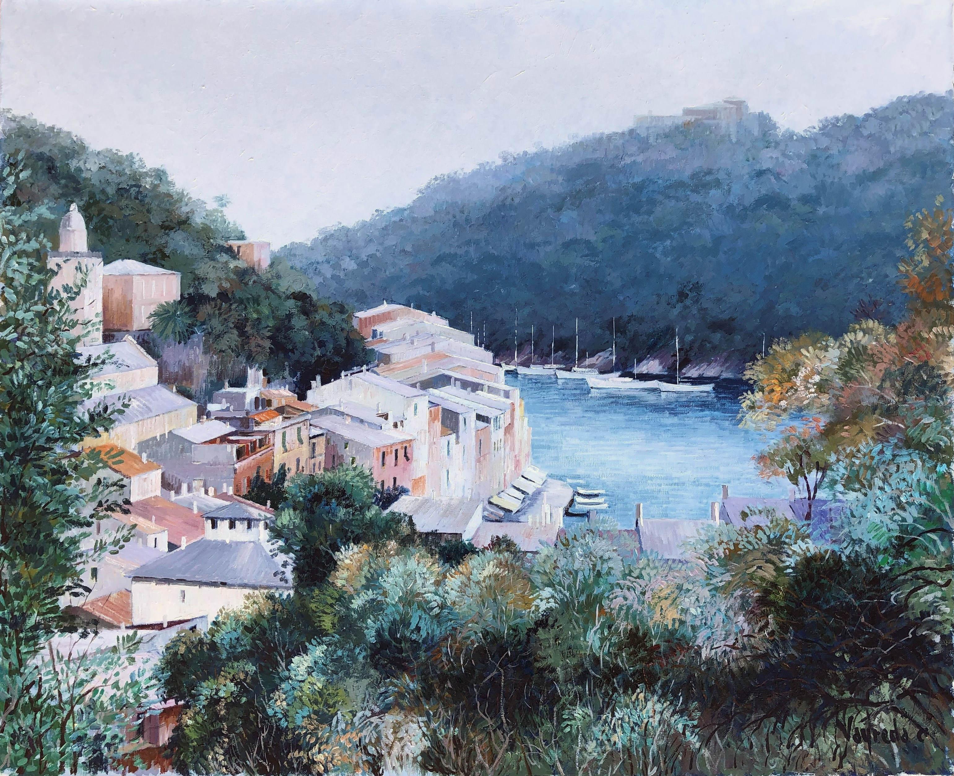 Josep Maria Vayreda Canadell Landscape Painting - Porto Fino seascape Italy original oil on canvas painting
