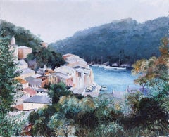 Porto Fino seascape Italy original oil on canvas painting