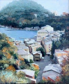Portofino Italy oil on canvas painting italian seascape urbanscape