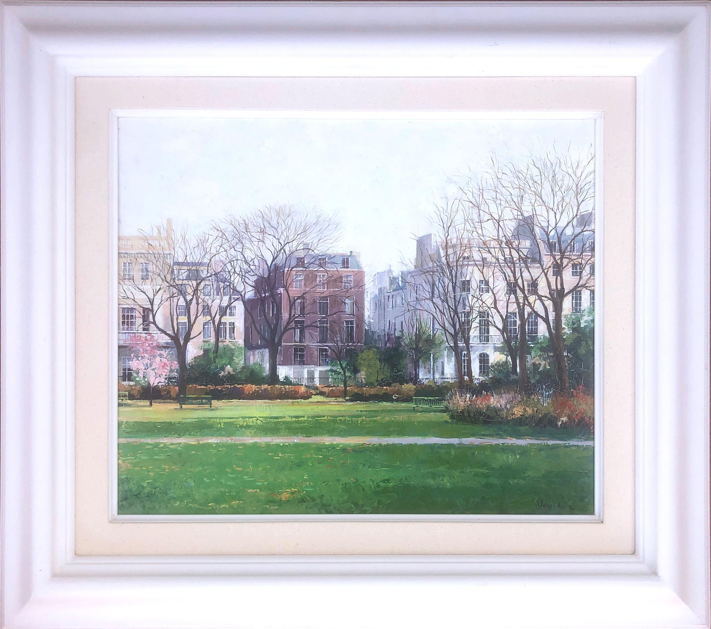 Sant James park London oil on canvas painting urbanscape - Painting by Josep Maria Vayreda Canadell