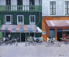 Terrasse an der Costa Brava Spanien Öl auf Leinwand Gemälde spanische Stadtlandschaft