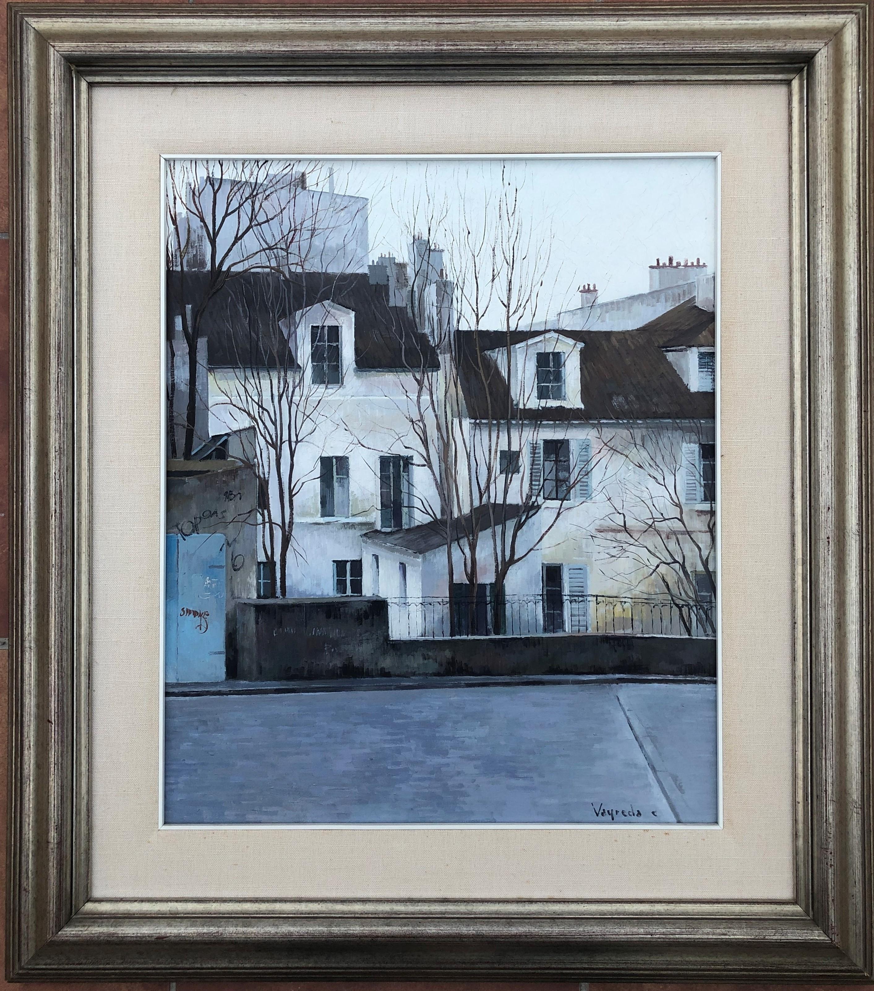 Vayreda Canadell Paris neighborhood urban landscape oil on canvas painting - Painting by Josep Maria Vayreda Canadell