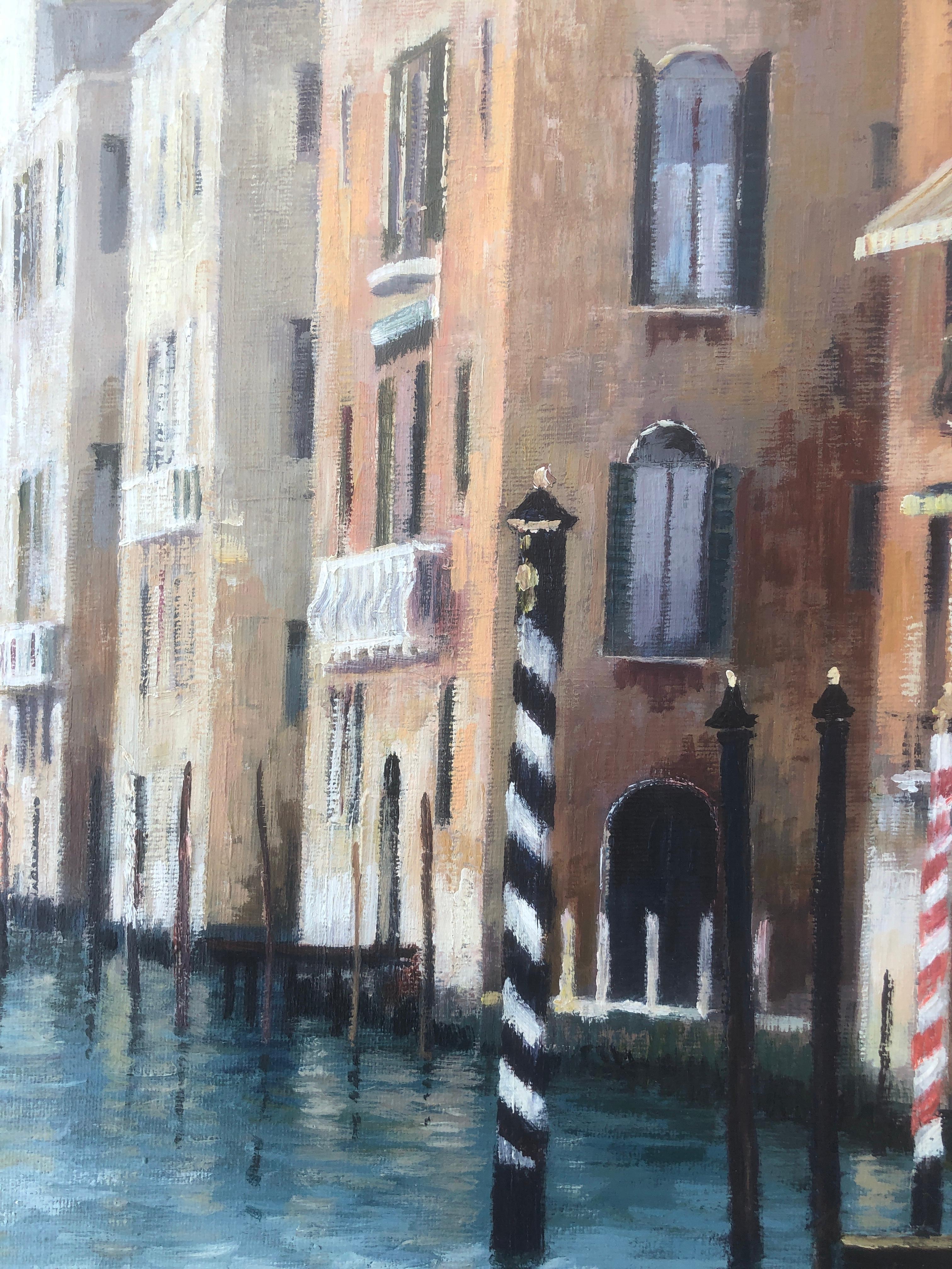 Venezia Italy oil on canvas seascape urbanscape seascape - Realist Painting by Josep Maria Vayreda Canadell