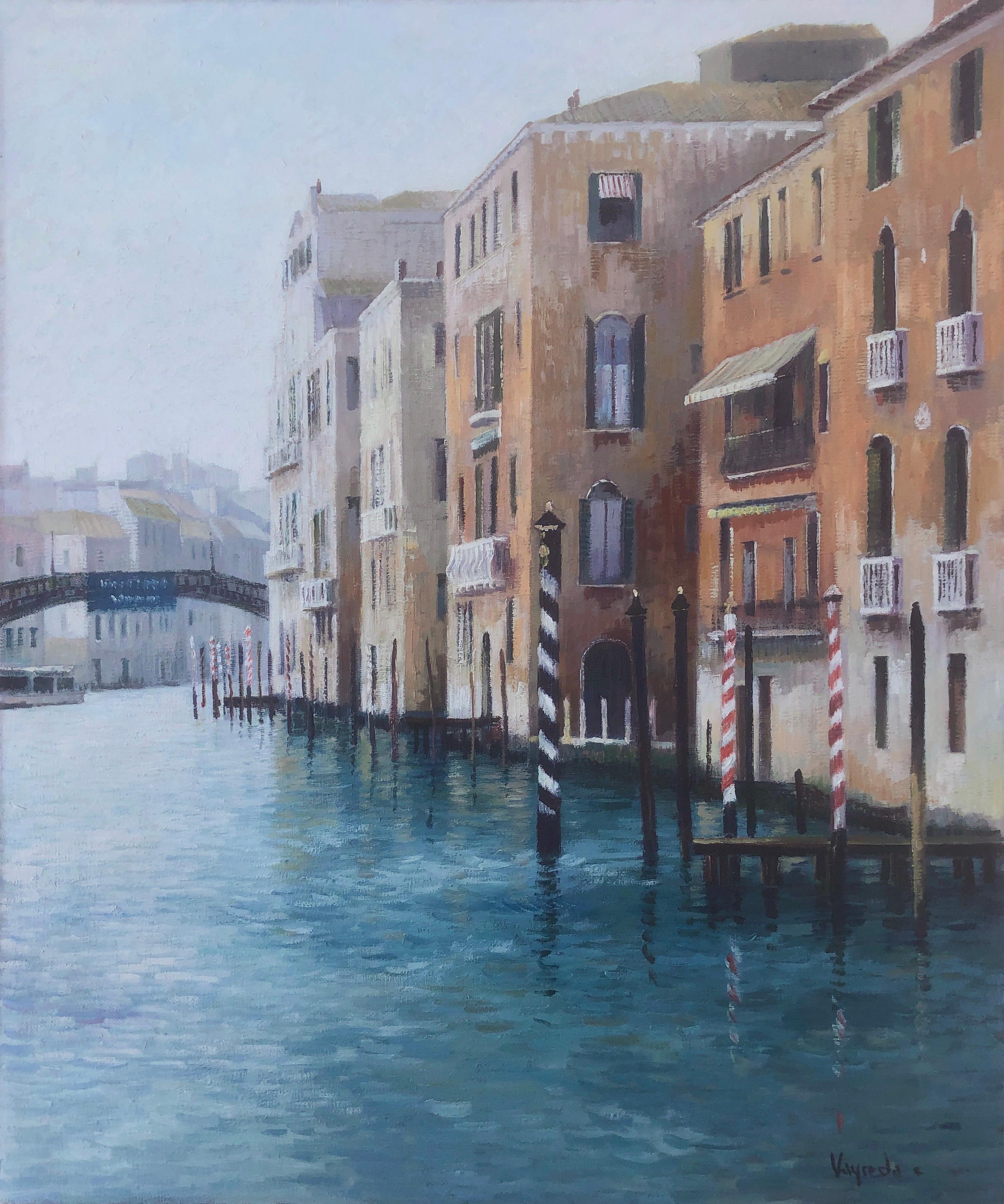 Josep Maria Vayreda Canadell Figurative Painting - Venezia Italy oil on canvas seascape urbanscape seascape