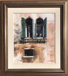 Venice window original oil on canvas painting