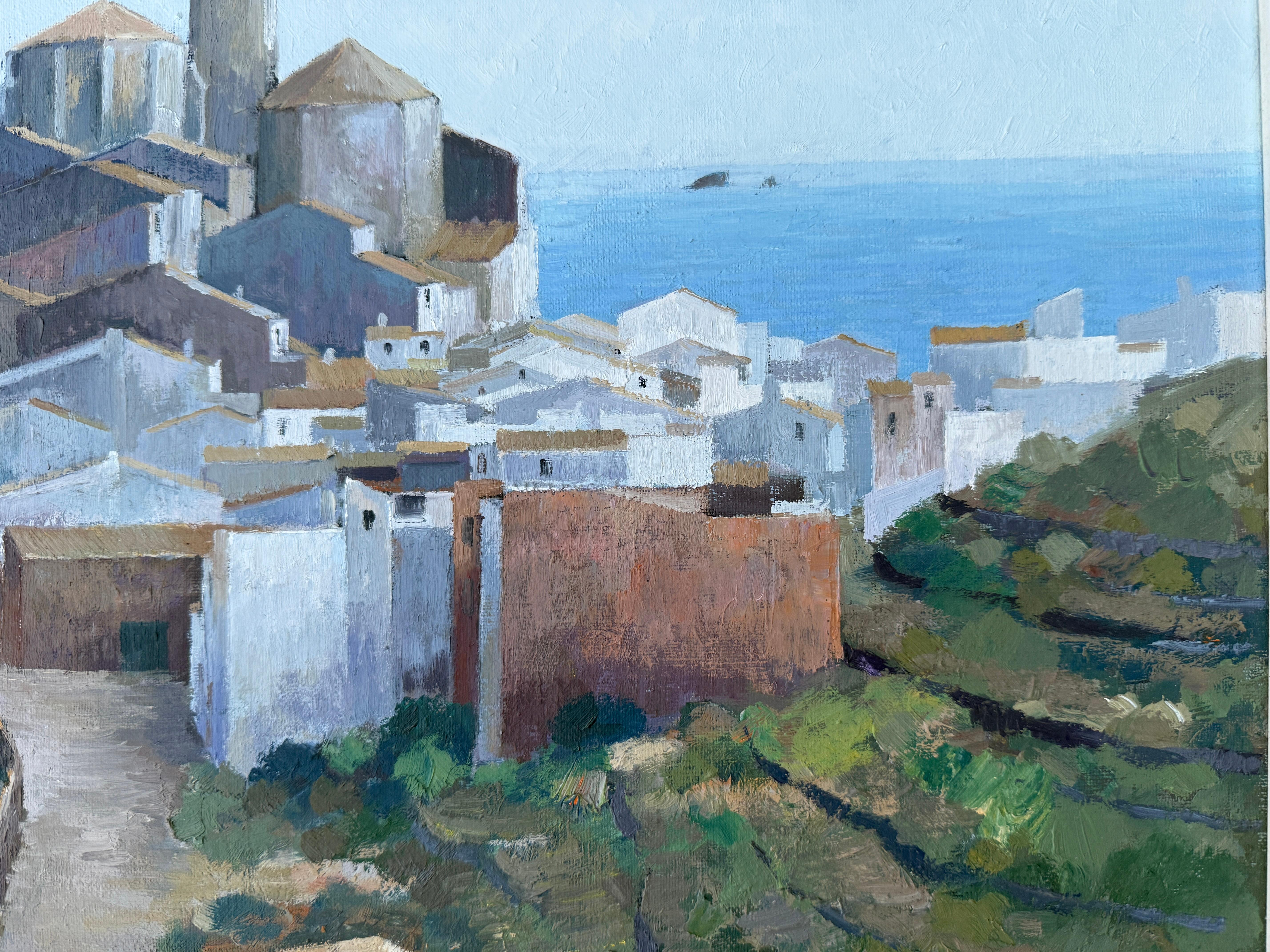 View of Cadaqués Spain oil on canvas painting mediterranean seascape For Sale 1