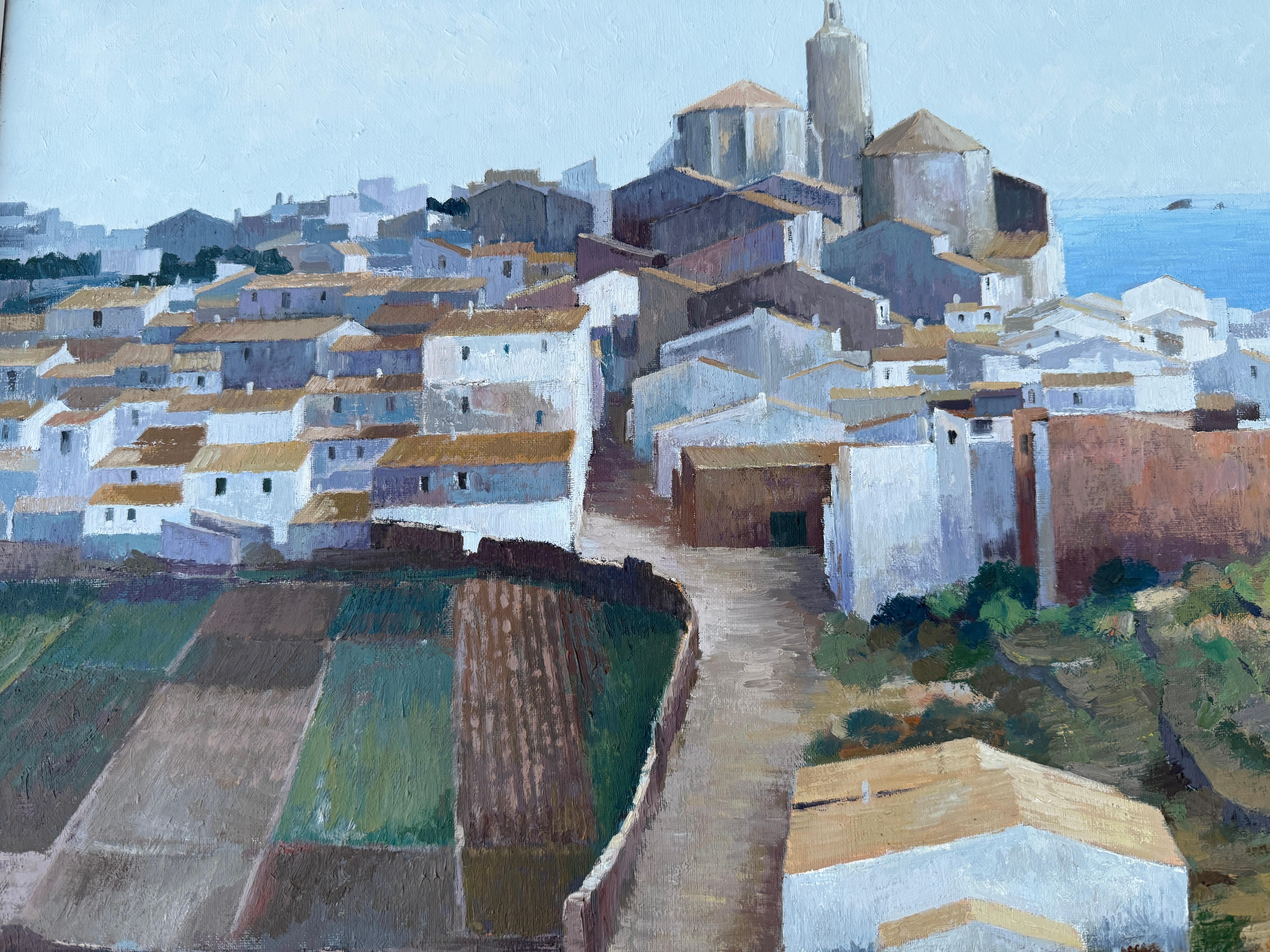 View of Cadaqués Spain oil on canvas painting mediterranean seascape For Sale 2