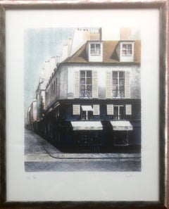 Paris, Frankreich, Lithographie vayreda Canadell, Stadtlandschaft