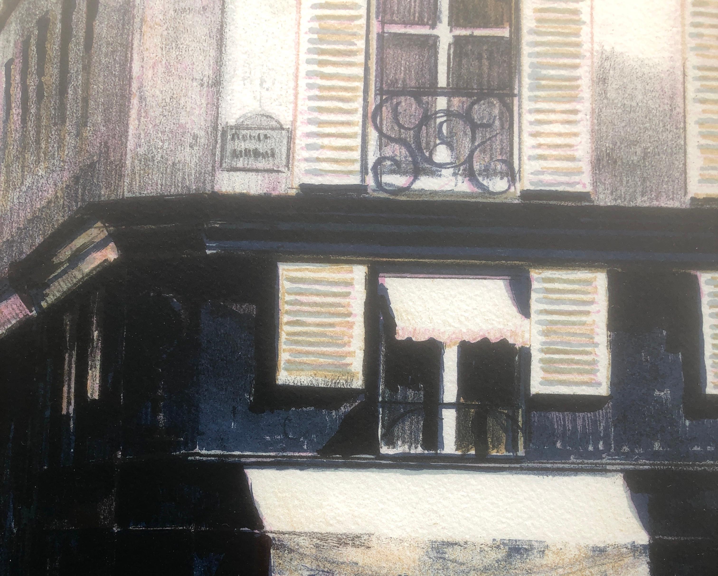 Lithographie d'un paysage urbain vayreda canadell Paris France en vente 1