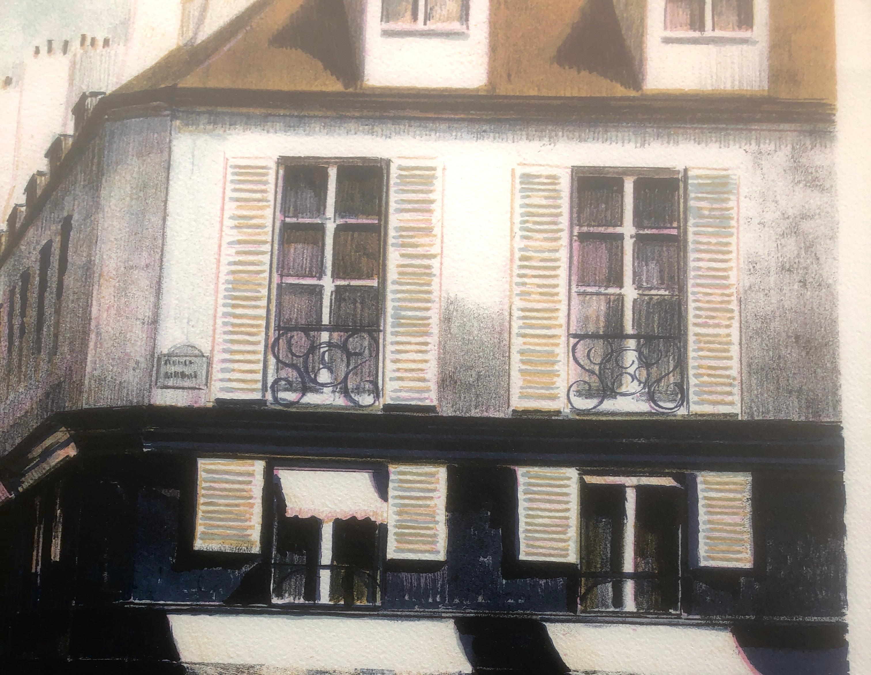 Lithographie d'un paysage urbain vayreda canadell Paris France en vente 3