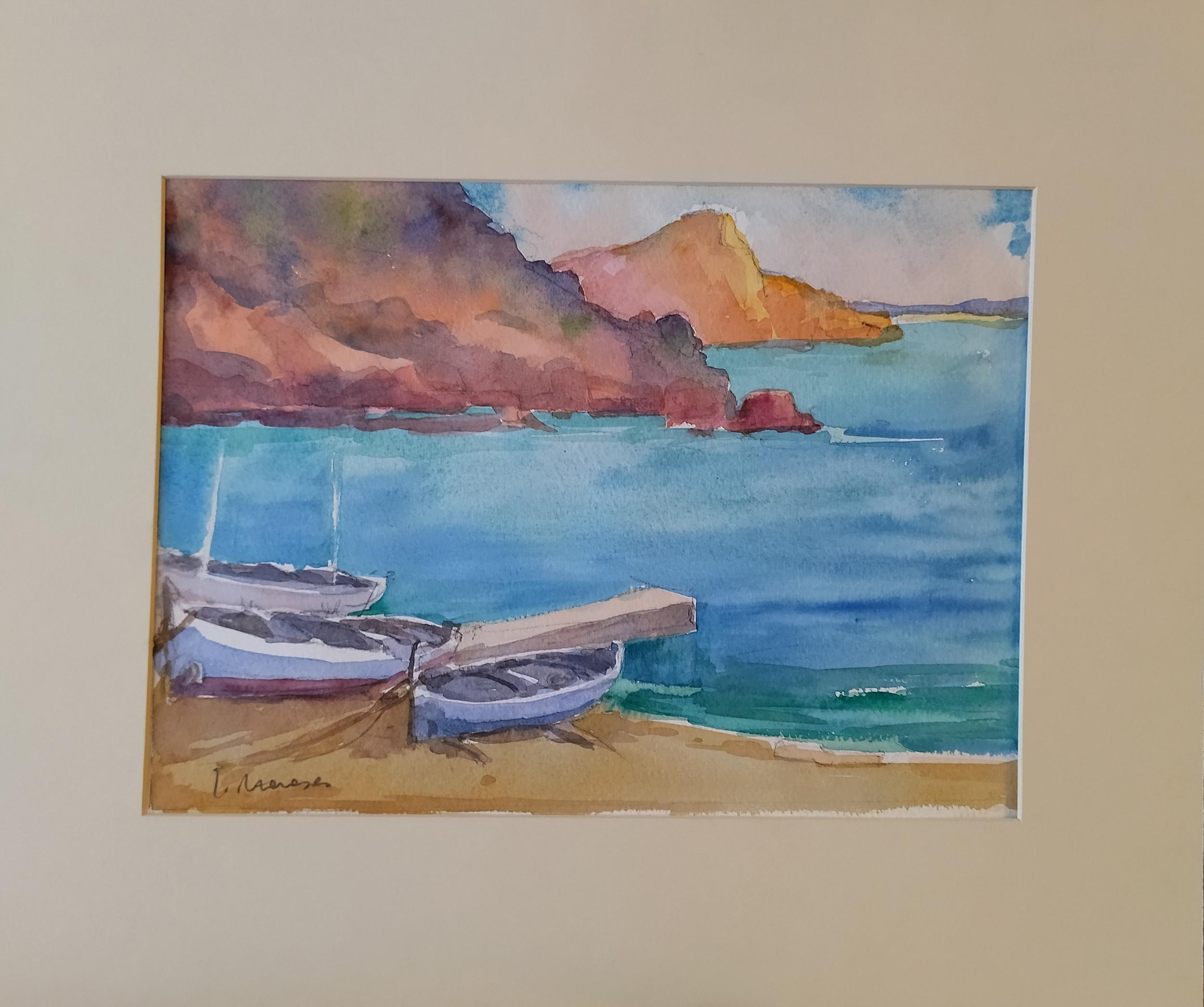 Meneses.   Majorca  Coast  Spain  original watercolor painting For Sale 9