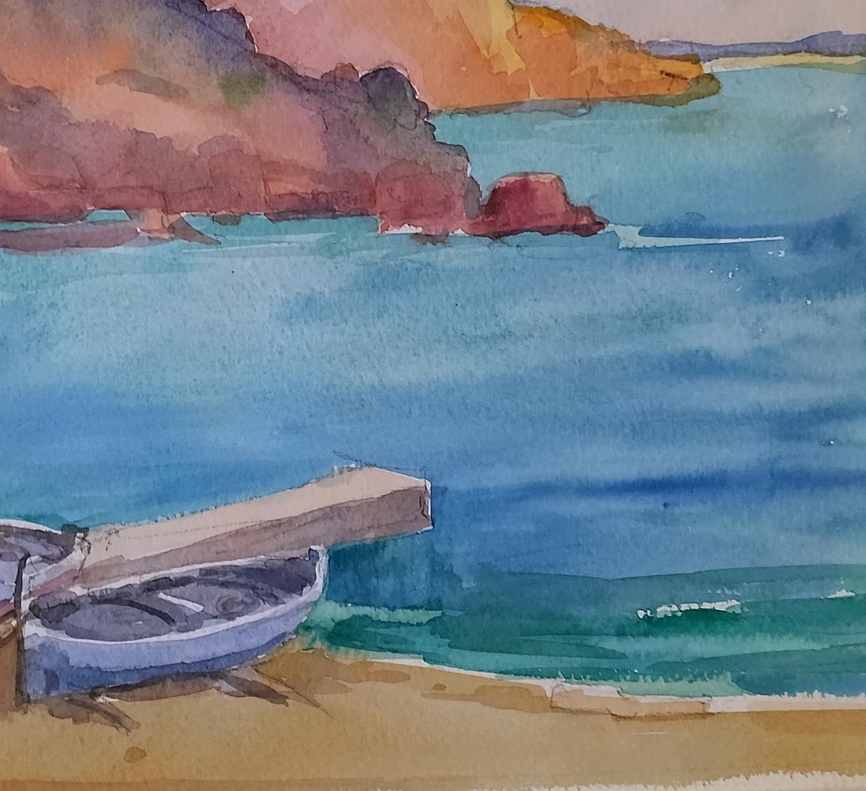 Meneses.   Majorca  Coast  Spain  original watercolor painting For Sale 10