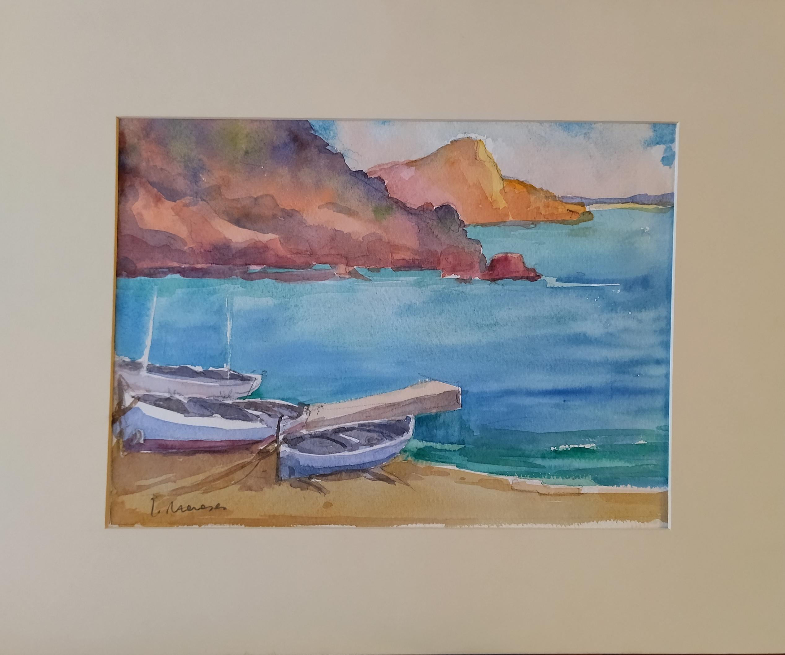 Meneses.   Majorca  Coast  Spain  original watercolor painting For Sale 4