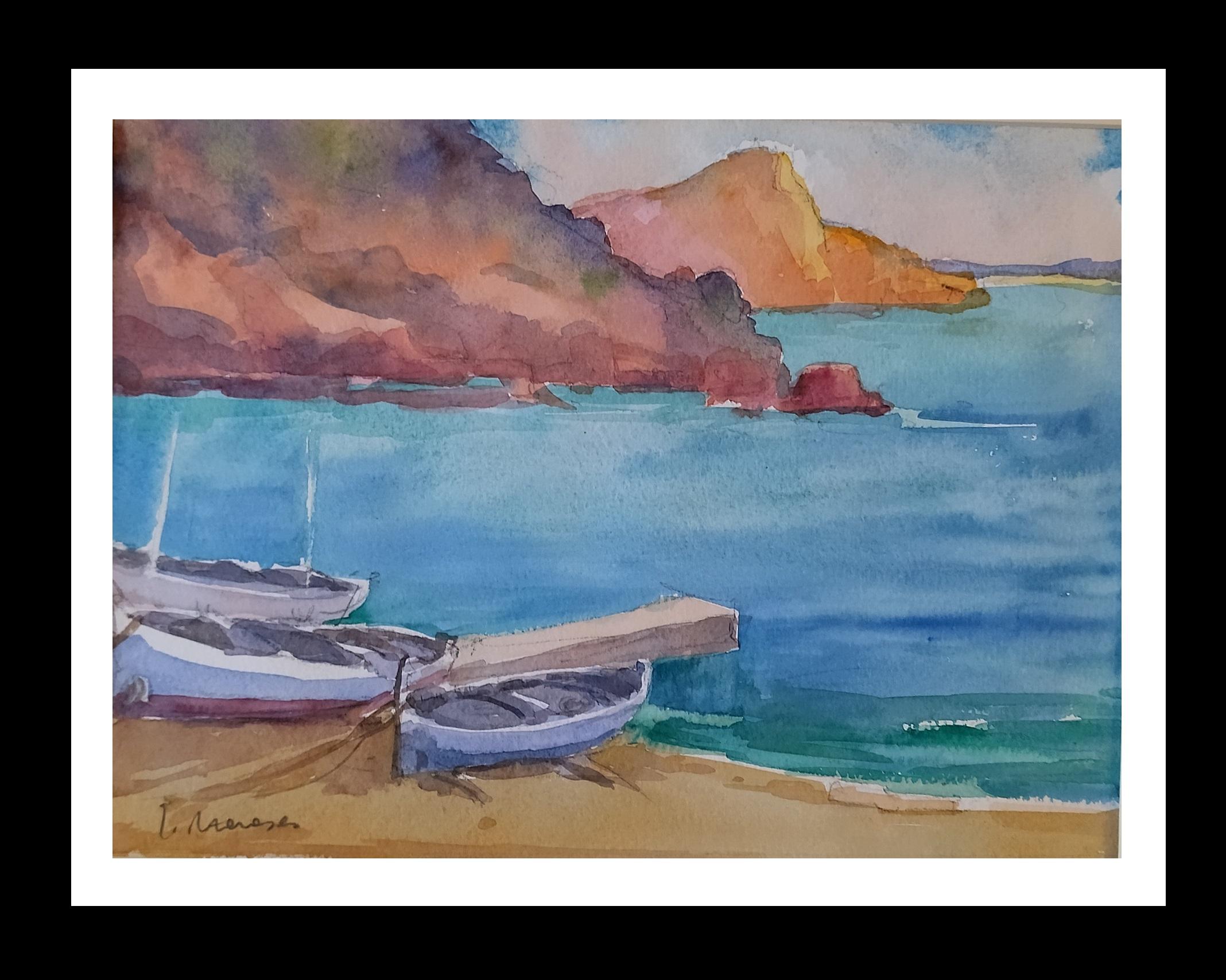 Josep Meneses Landscape Painting - Meneses.   Majorca  Coast  Spain  original watercolor painting