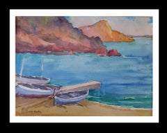 Meneses.   Majorca  Coast  Spain  original watercolor painting