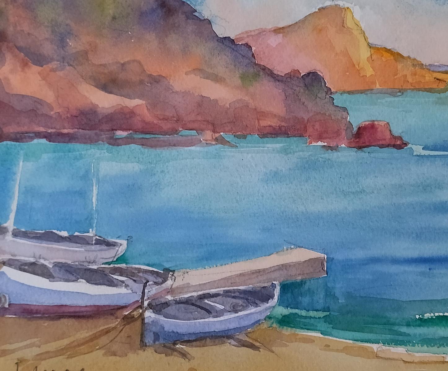 Meneses   Maiorca  Costa  Spagna  acquerello originale 6