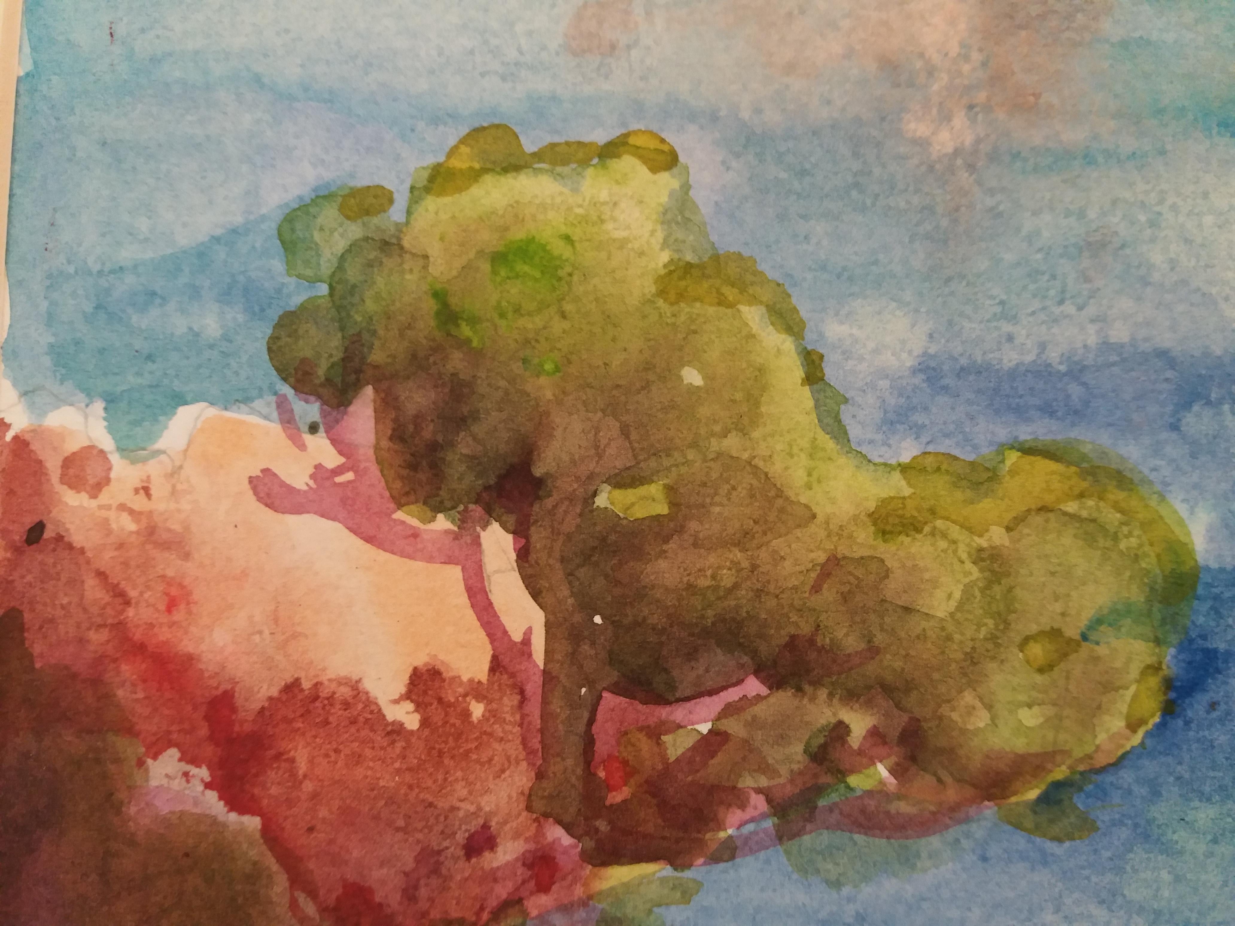 Meneses 26 Küste. Marine. Original Aquarell Papier Expressionist im Angebot 1