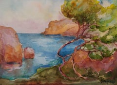Meneses  coast original watercolor paper expressionist painting