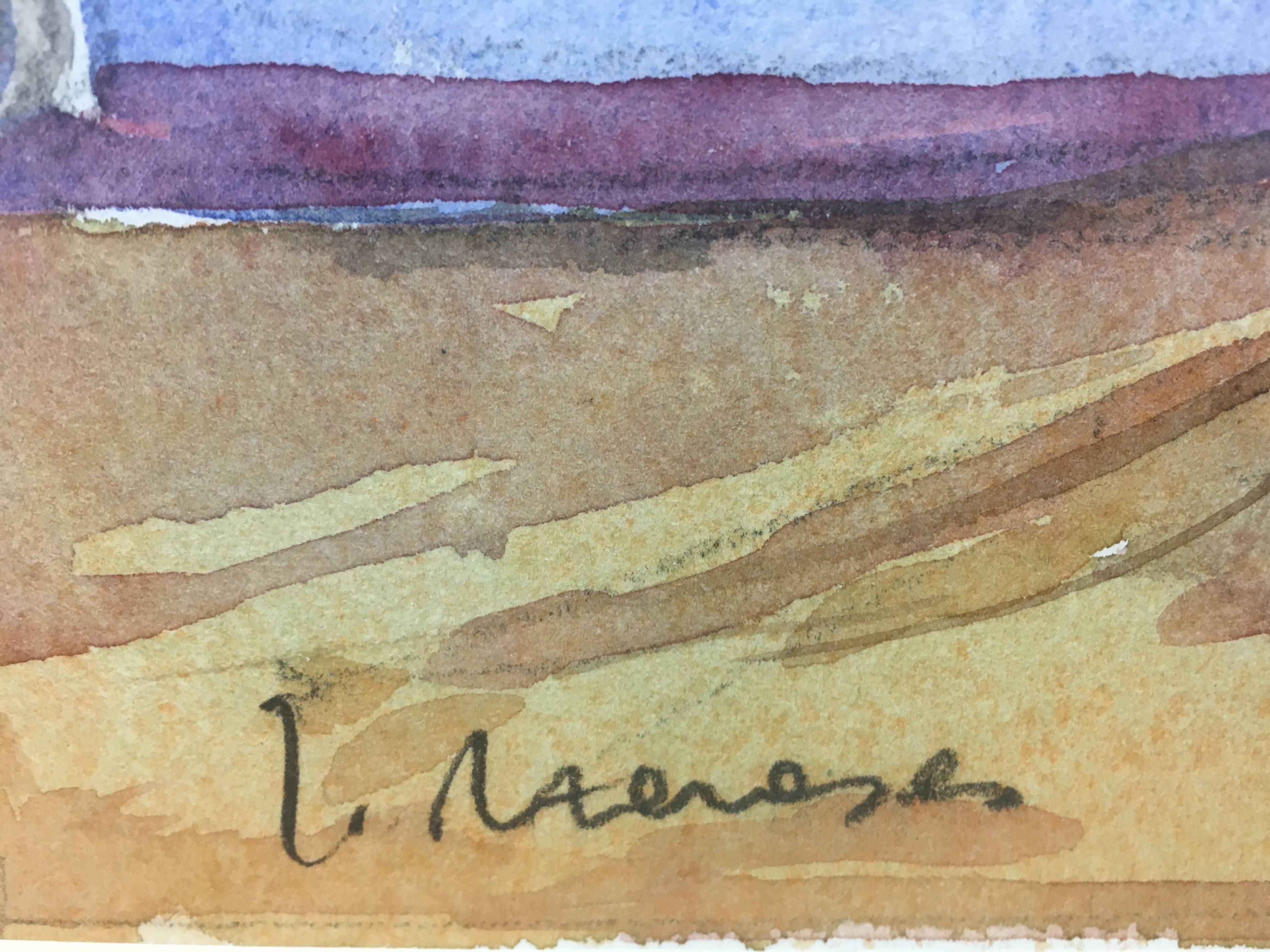 Meneses   Maiorca  Costa  Spagna  acquerello originale - Landscape Painting Grigio di Josep Meneses