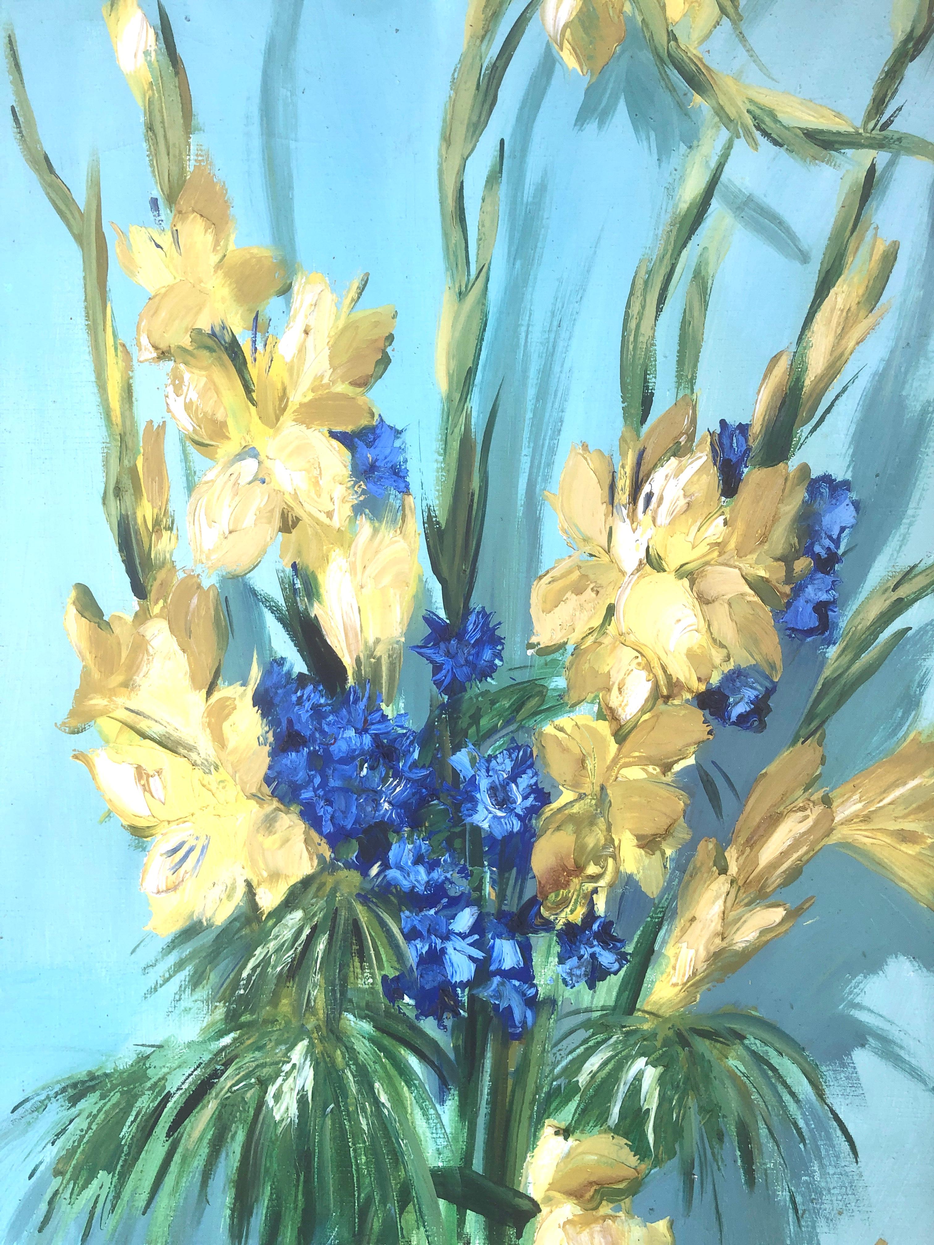 Flowers still-life oil on canvas painting For Sale 1