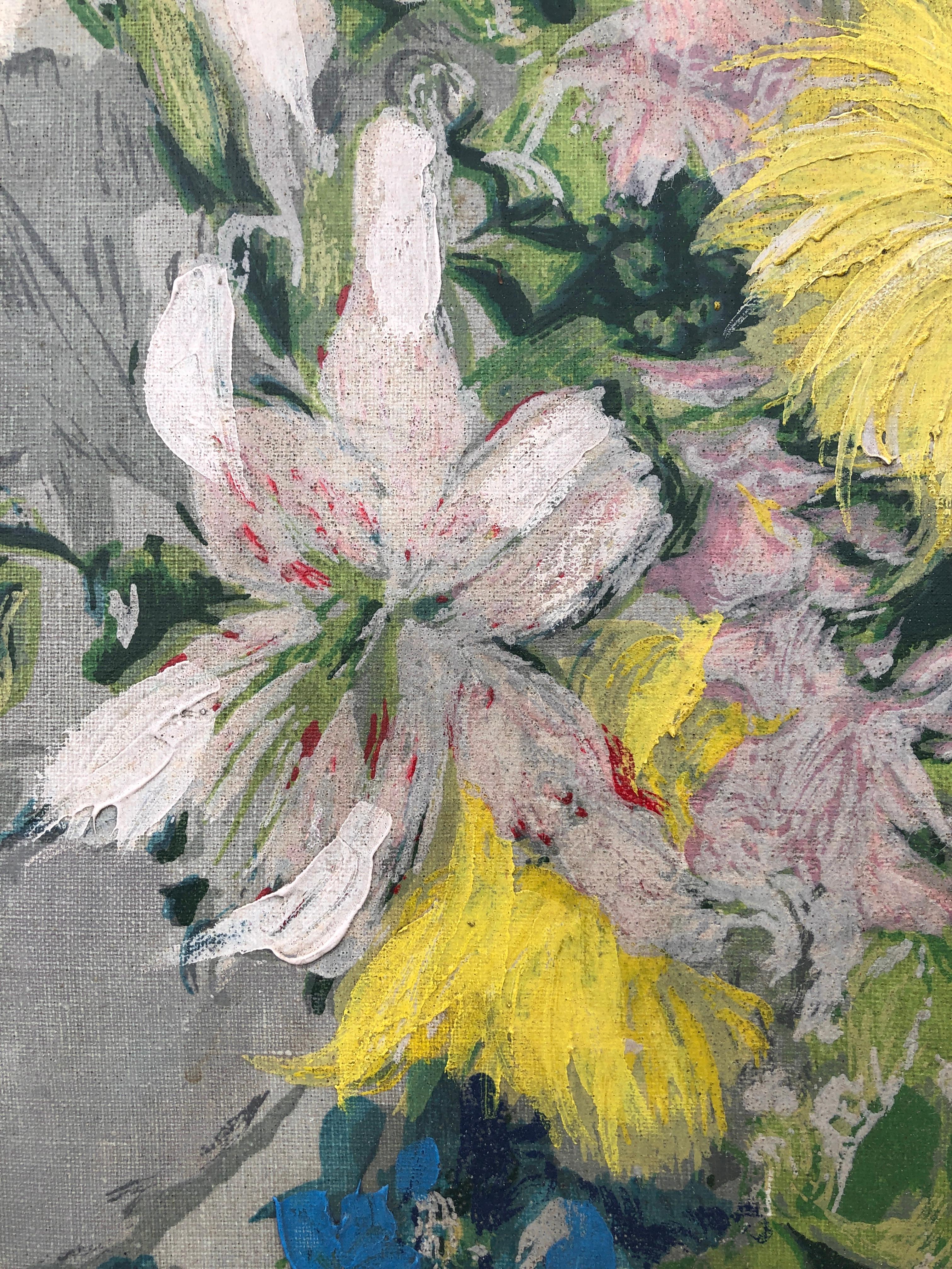 Mediterrane Blumen Ölgemälde auf Leinwand Gemälde Stillleben (Post-Impressionismus), Painting, von Josep Miquel Serrano