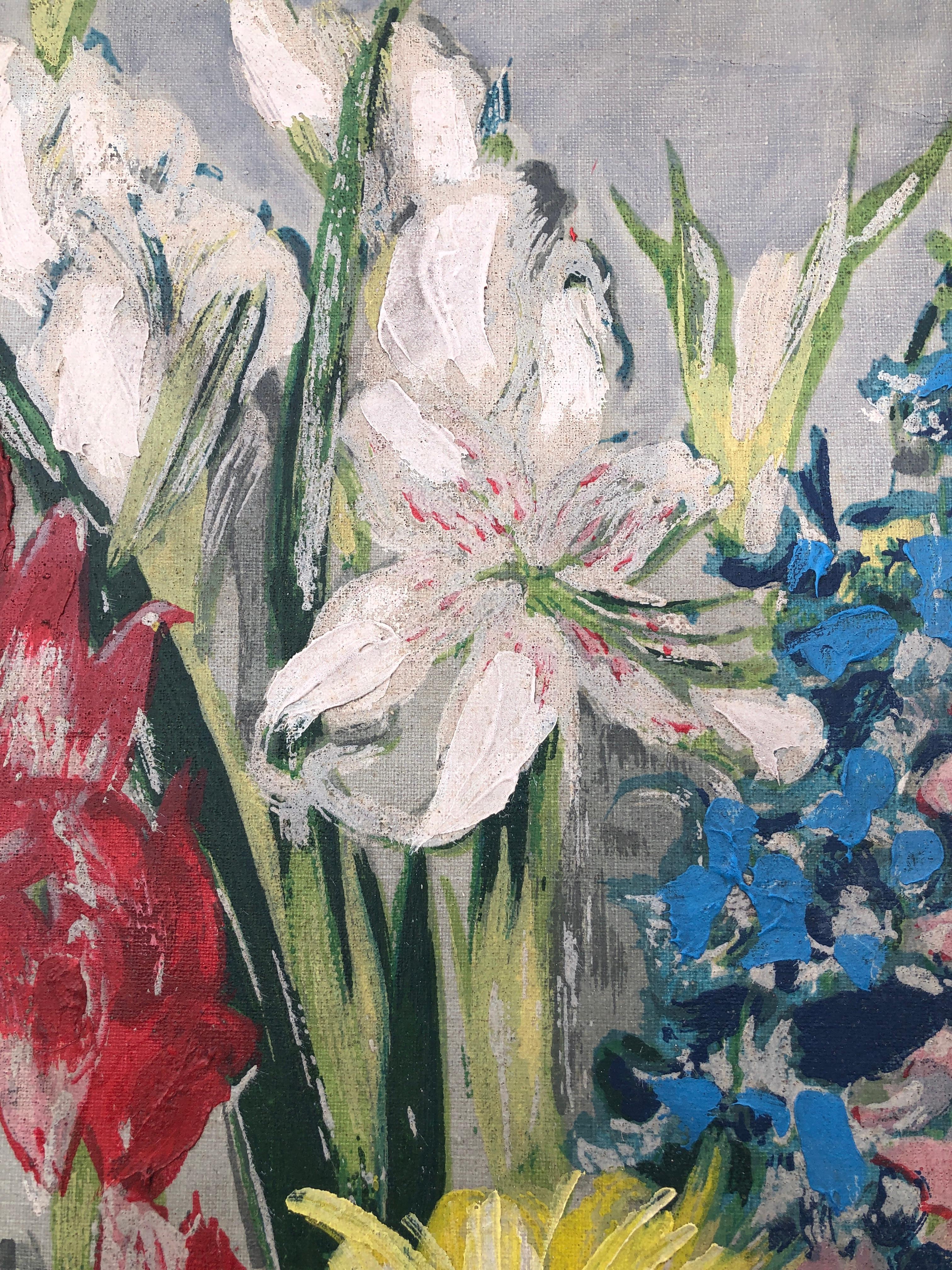 Mediterrane Blumen Ölgemälde auf Leinwand Gemälde Stillleben im Angebot 1