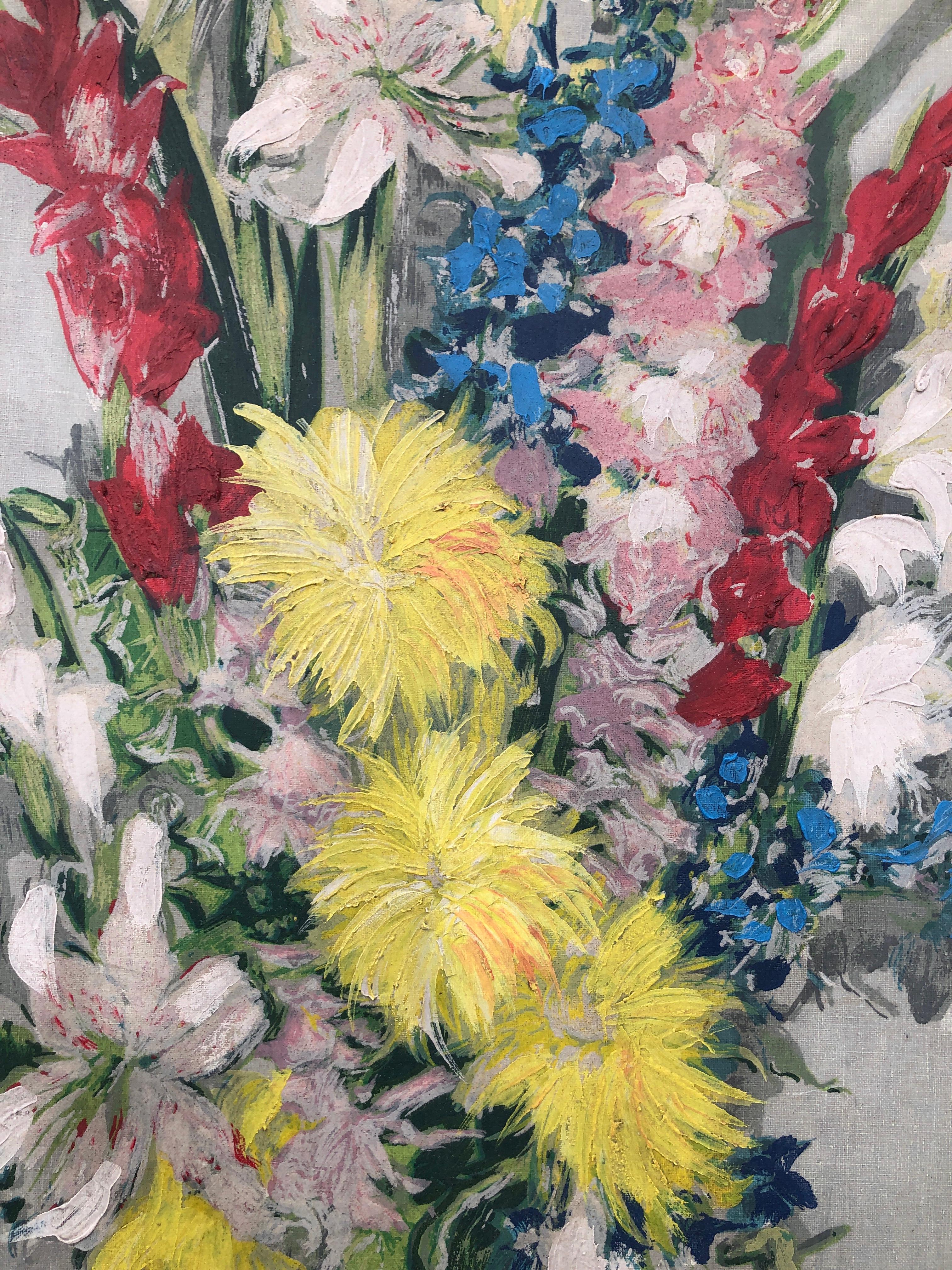 Mediterrane Blumen Ölgemälde auf Leinwand Gemälde Stillleben im Angebot 2