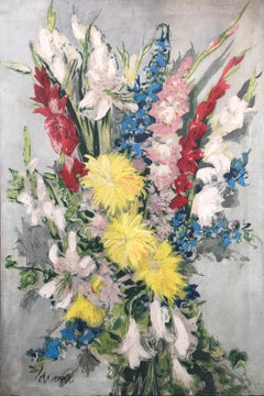 Mediterranean Flowers oil on canvas painting still life