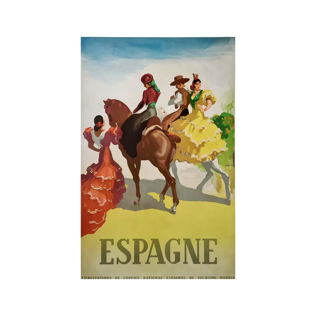 Circa 1950 original travel poster by Morell showcasing Spain For Sale 1