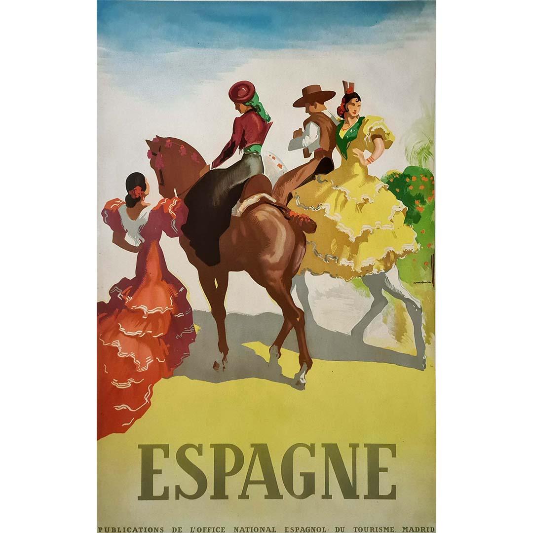 Circa 1950 original travel poster by Morell showcasing Spain - Print by Josep Morell