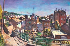 Huile sur toile - Paysage urbain de quartier de La Clota Barcelona