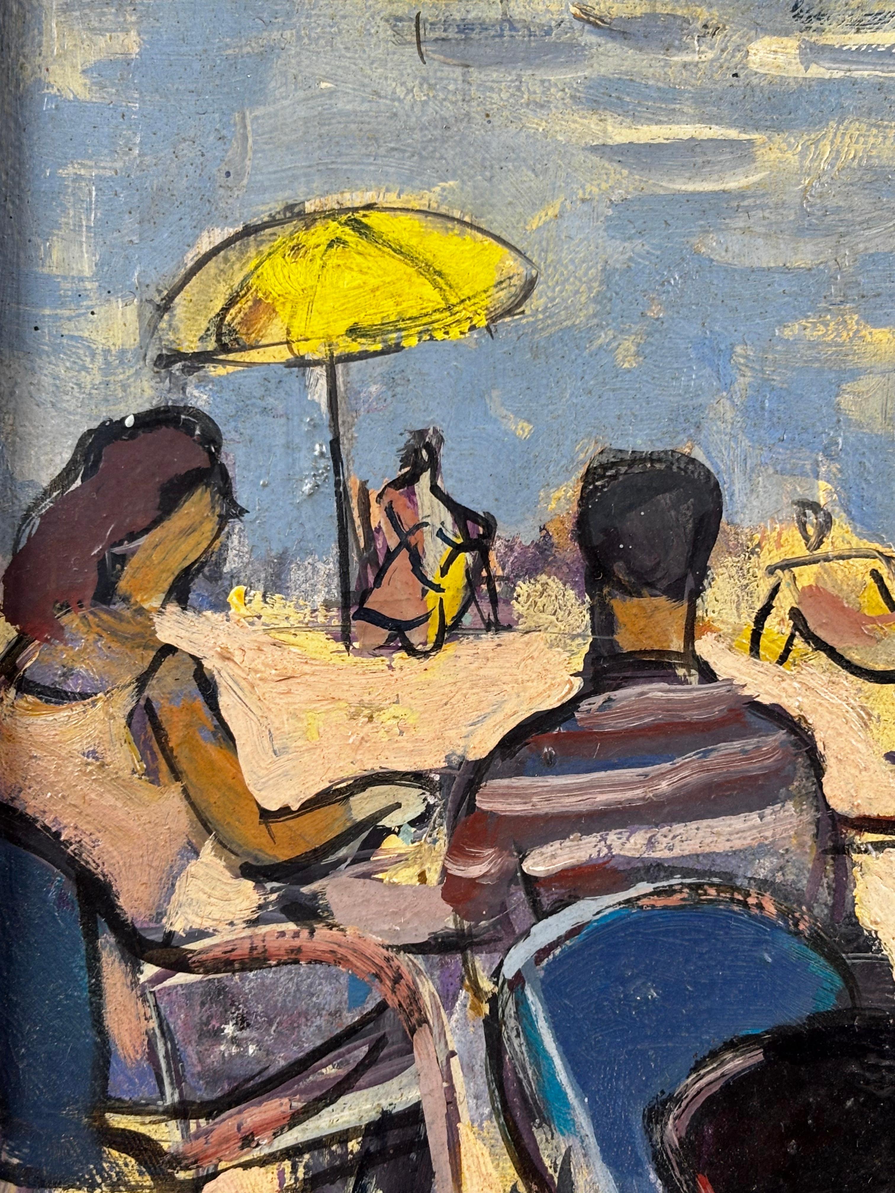 ÓLEO SOBRE TELA - JOSEP MOSCARDÓ - APERITIVO EN LA PLAYA im Angebot 2