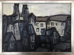 Paris France oil on board painting urbanscape