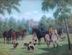 Fox hunting oil on canvas painting painted with four hands