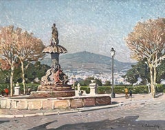 Barcelona Montjuic Park Brunnen Stadtbild Katalanisch Post-Impressionistische Öl-Leinwand