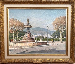 Barcelona Montjuic Park Brunnen Stadtbild Katalanisch Post-Impressionistische Öl-Leinwand