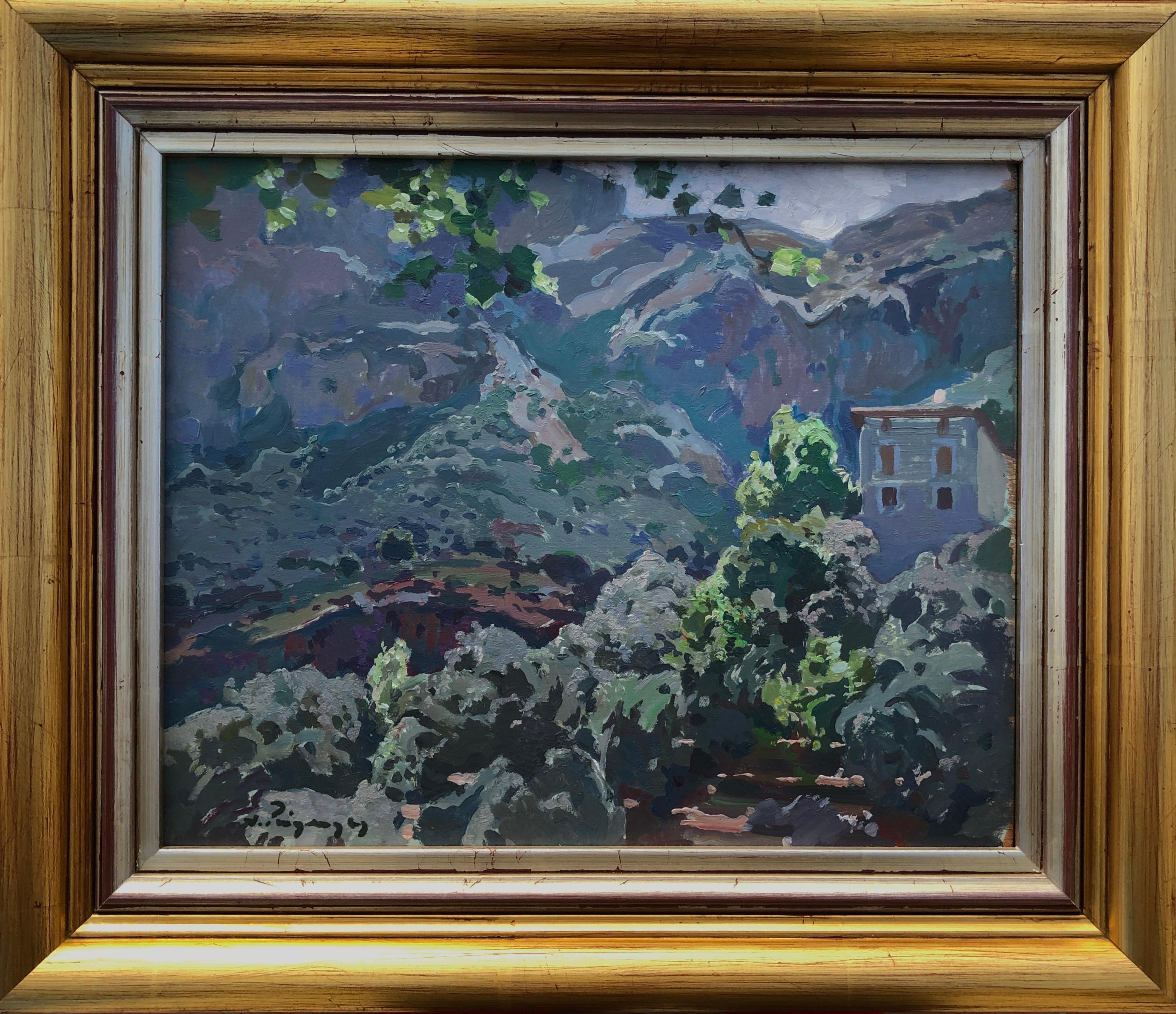 Paesaggi dei Pirenei e di Maiorca olio su tavola pittura spagna - Painting di Josep Puigdengolas