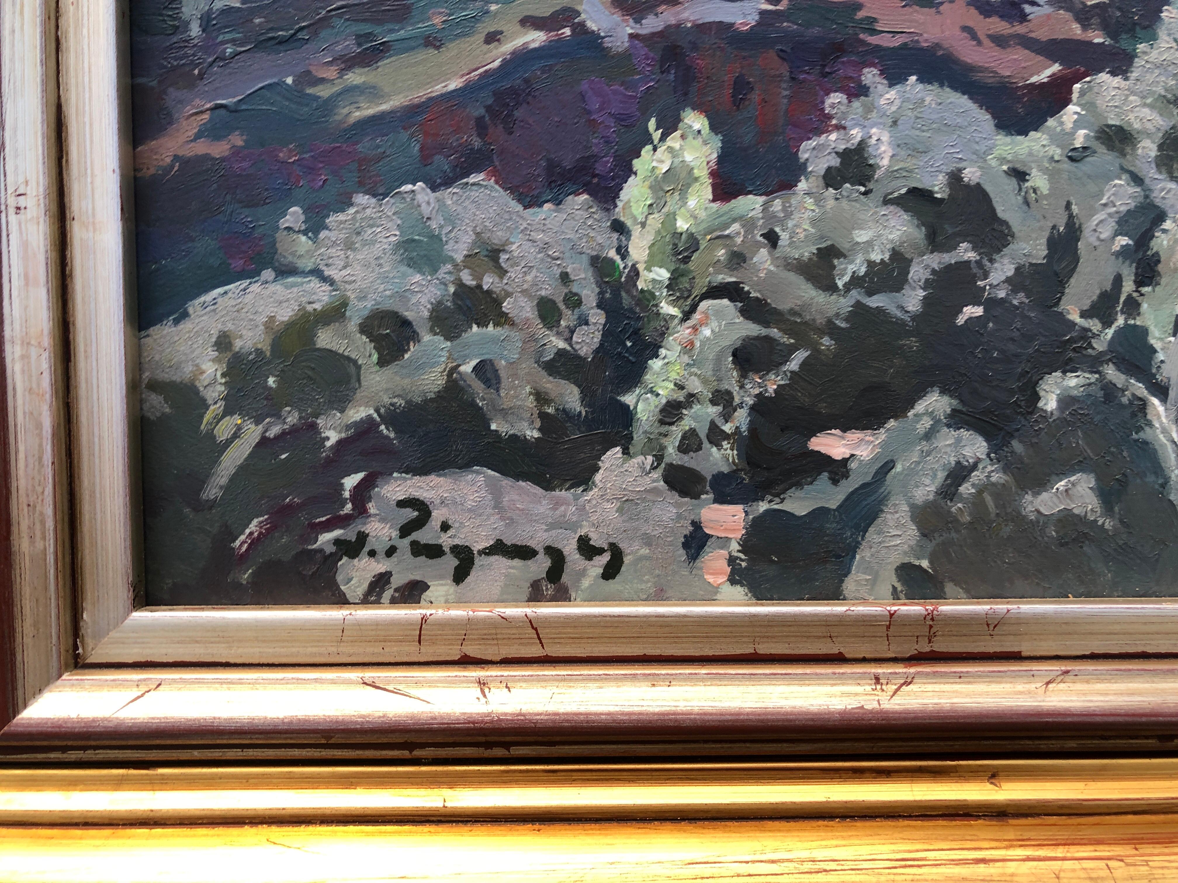 Paesaggi dei Pirenei e di Maiorca olio su tavola pittura spagna - Painting Impressionismo di Josep Puigdengolas