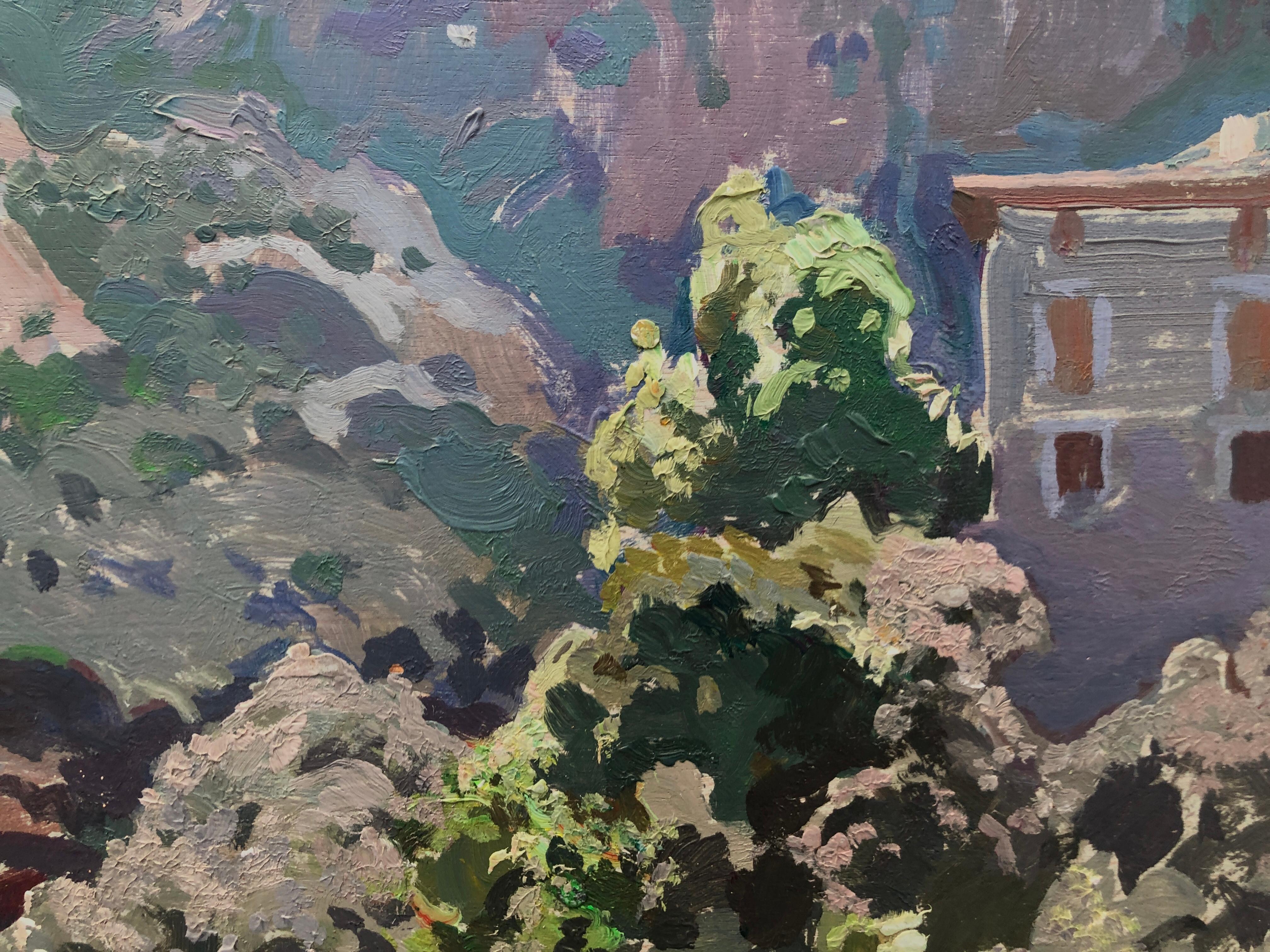 Paesaggi dei Pirenei e di Maiorca olio su tavola pittura spagna in vendita 1
