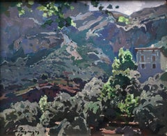 Landscapes of the Pyrenees and Mallorca oil on board painting spain