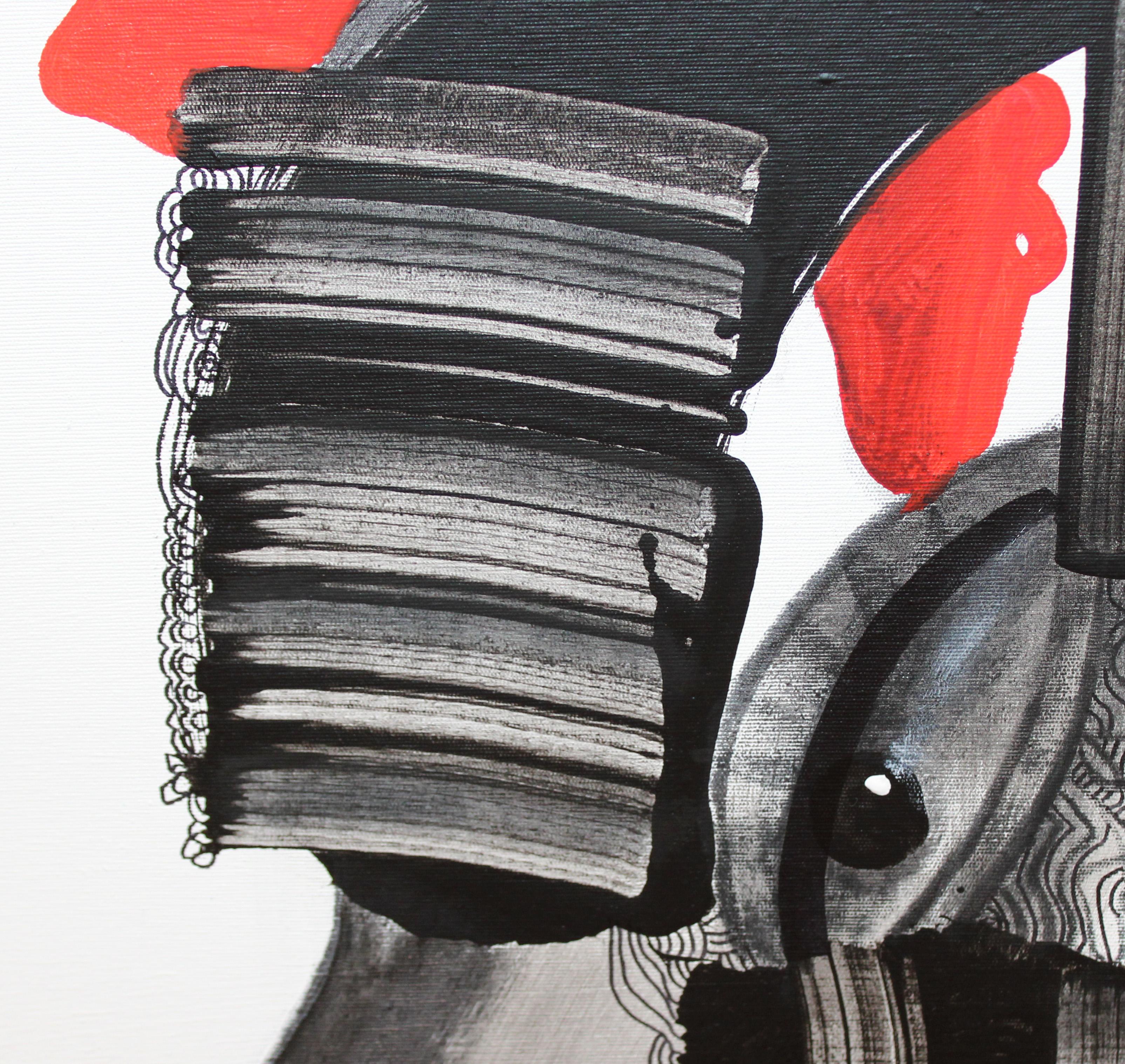 Óleo sobre tela titulado Perfil - - Black Abstract Painting by Josep Puigmartí Valls (1932-2020)