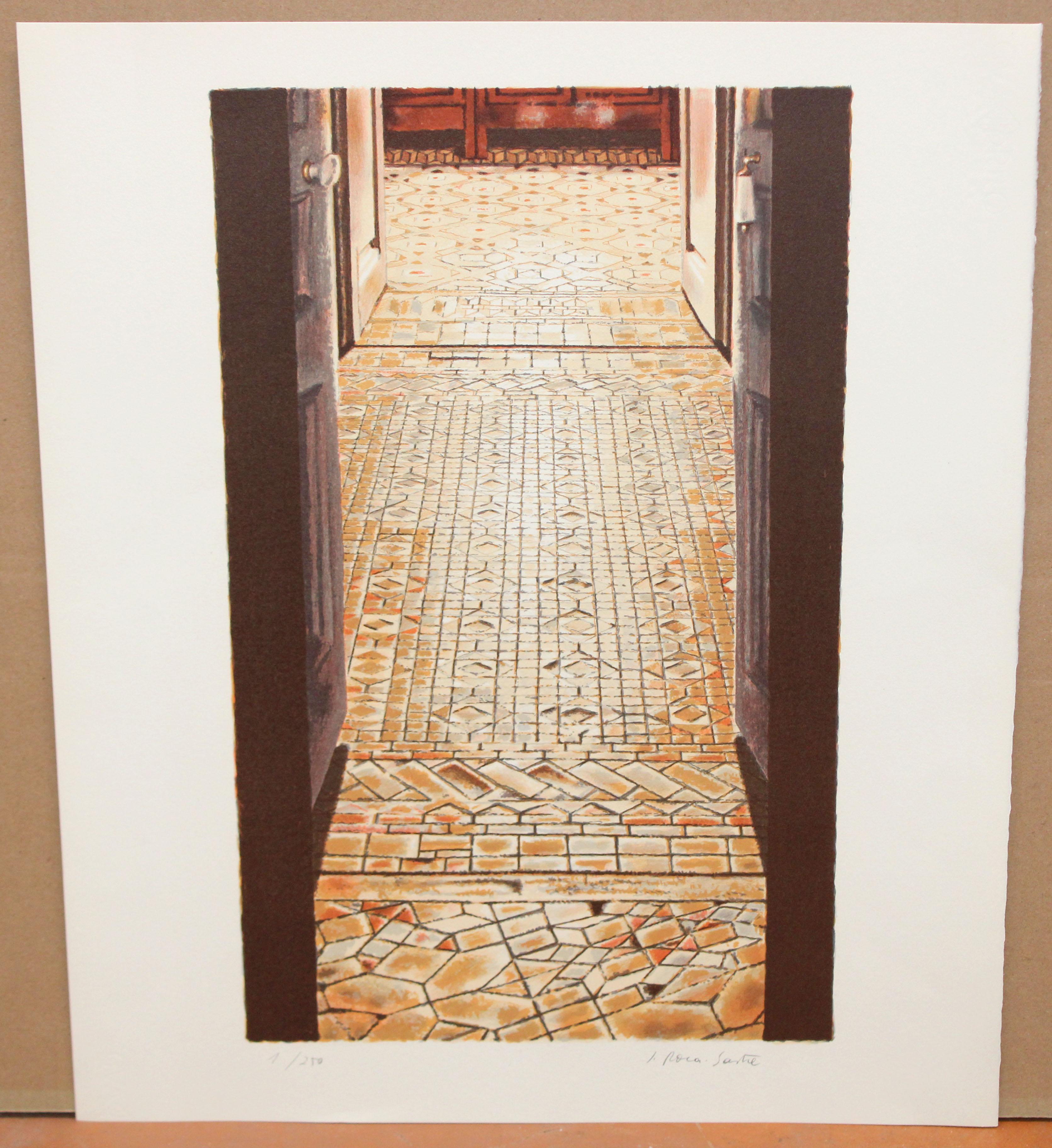 Litografia sobre papel - Puertas abiertas al misterio - Tiraje: 1/250 - Print de Josep Roca Sastre